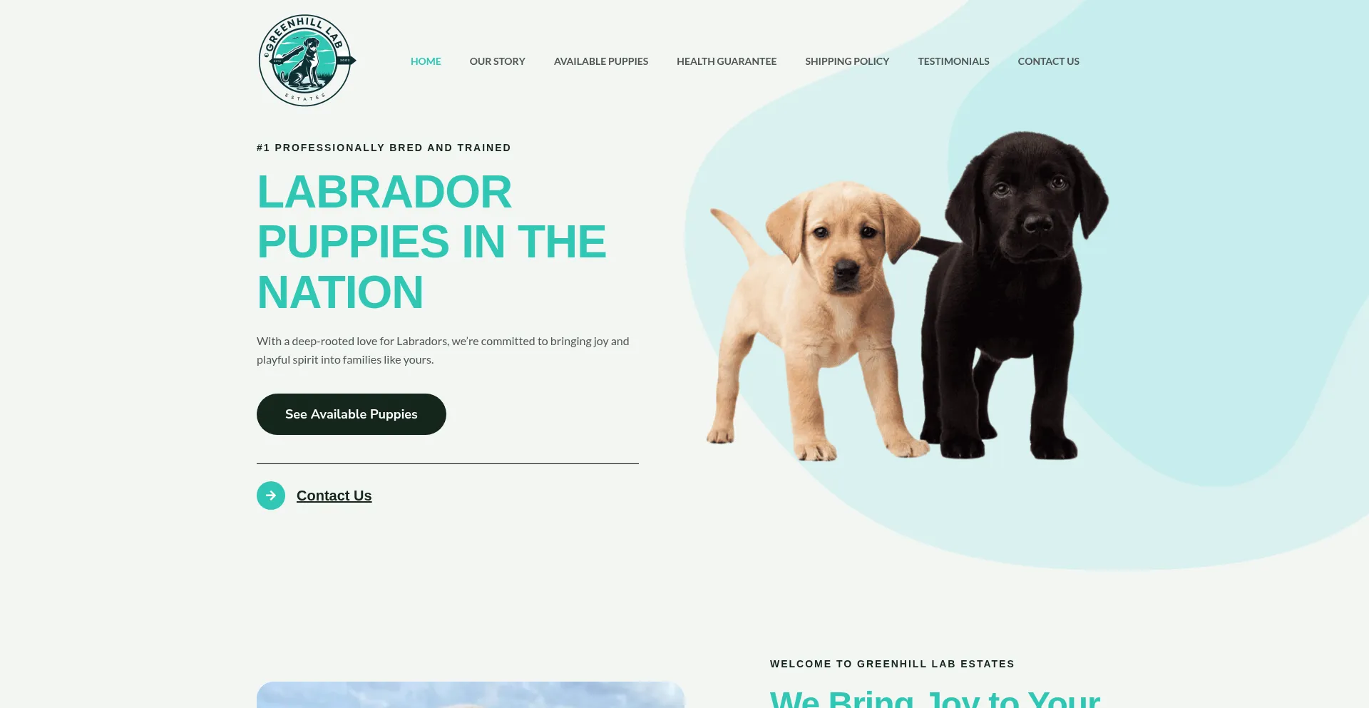Website screenshot of Greenhilllabestates.com