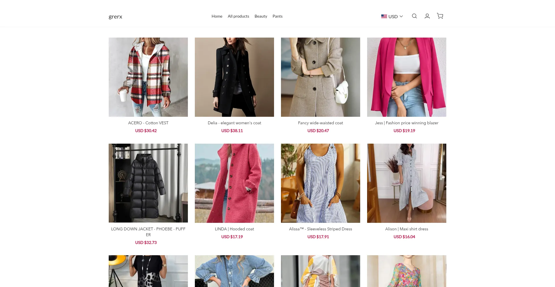 Website screenshot of Grerx.com
