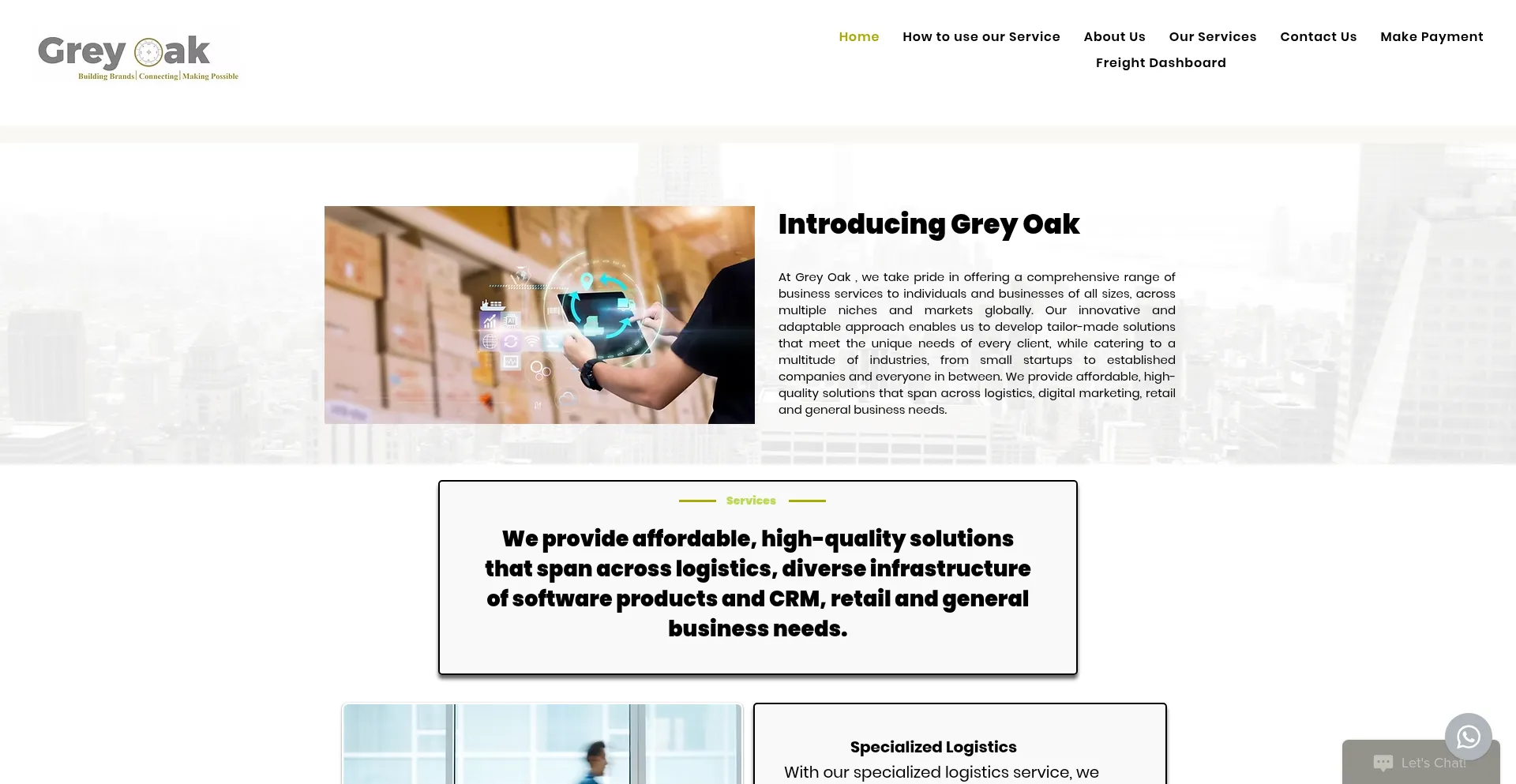 Website screenshot of Greyoakglobal.com