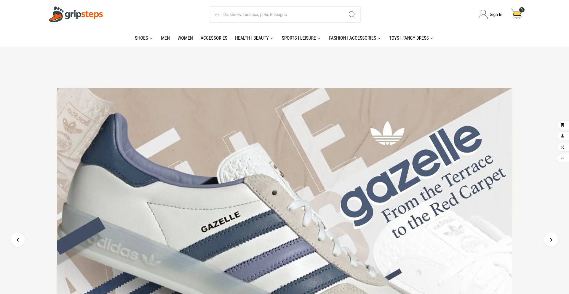 Website screenshot of Gripsteps.com