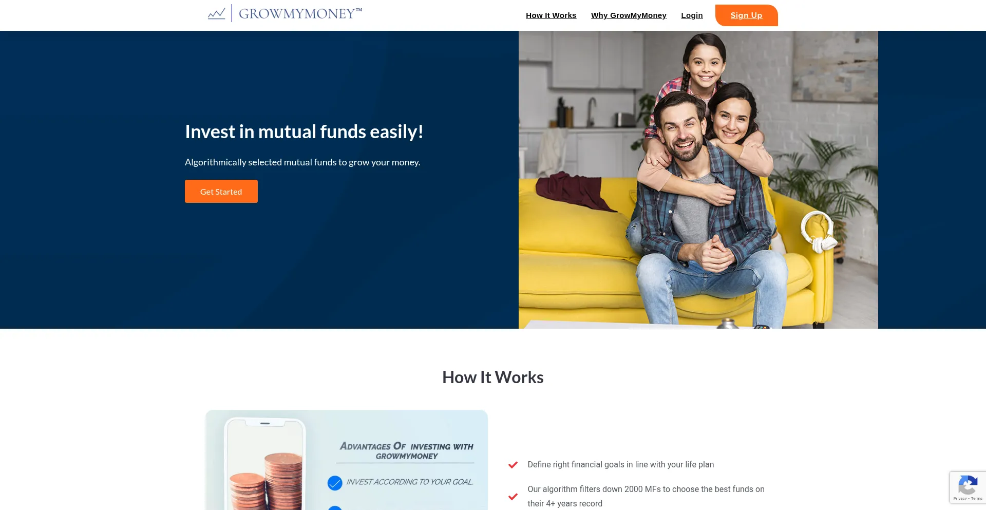 Website screenshot of Growmymoney.co.in