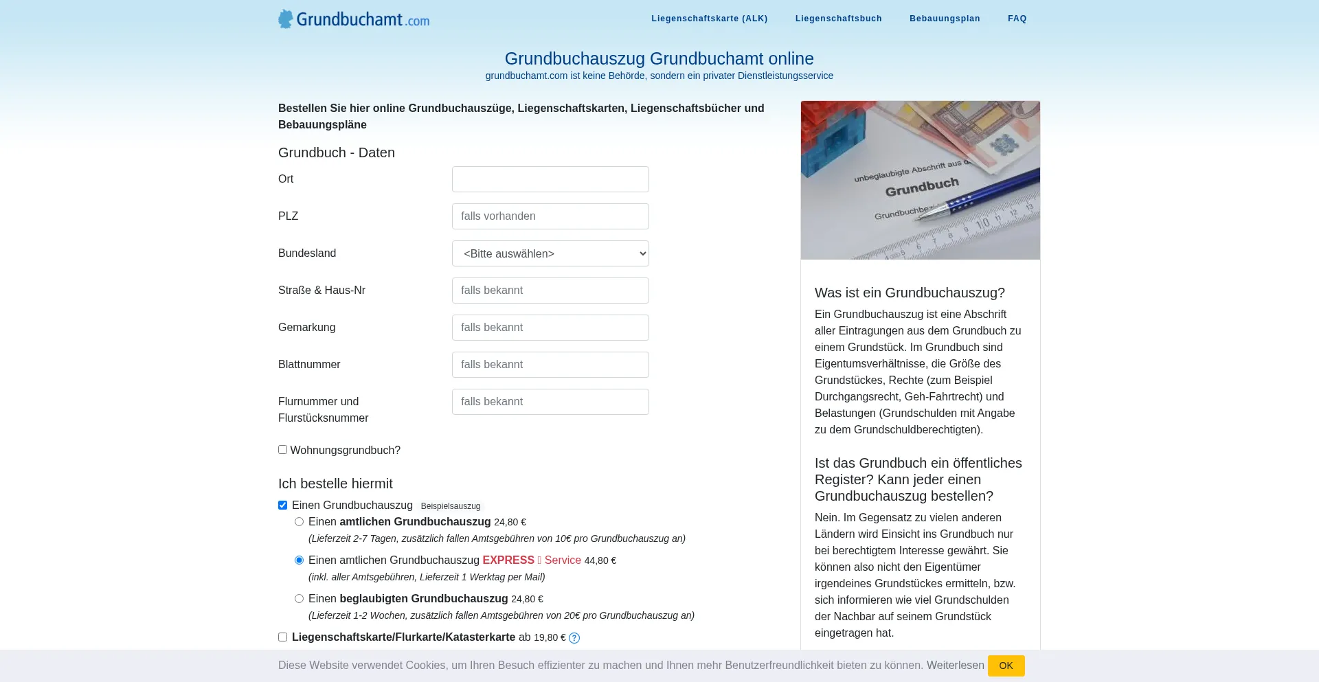 Grundbuchamt.com Screenshot