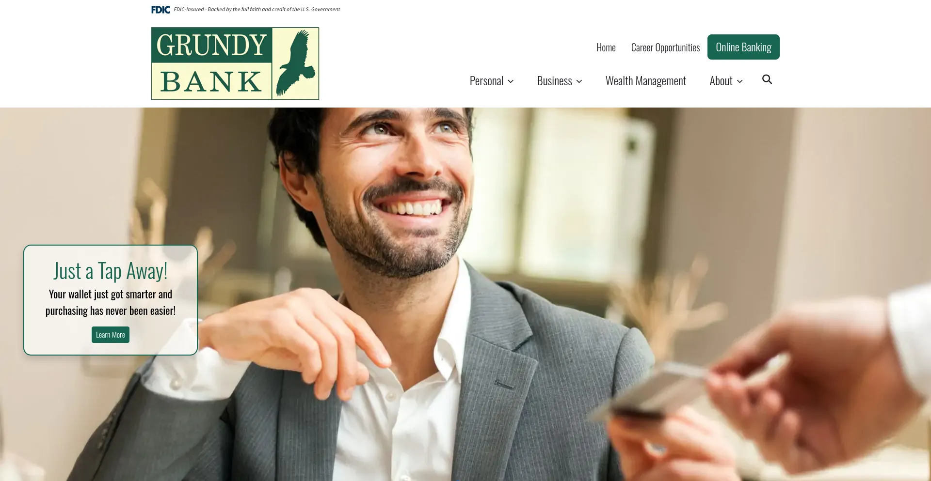 Website screenshot of Grundy.bank