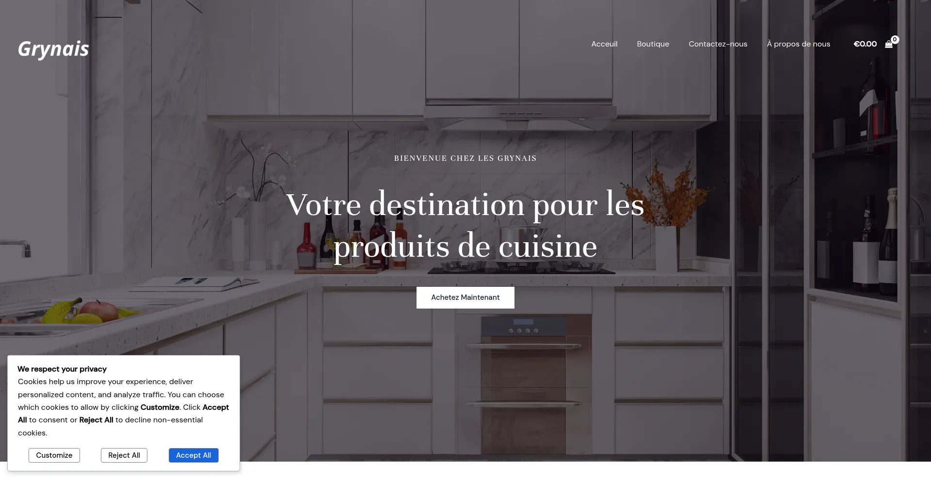 Website screenshot of Grynais.shop