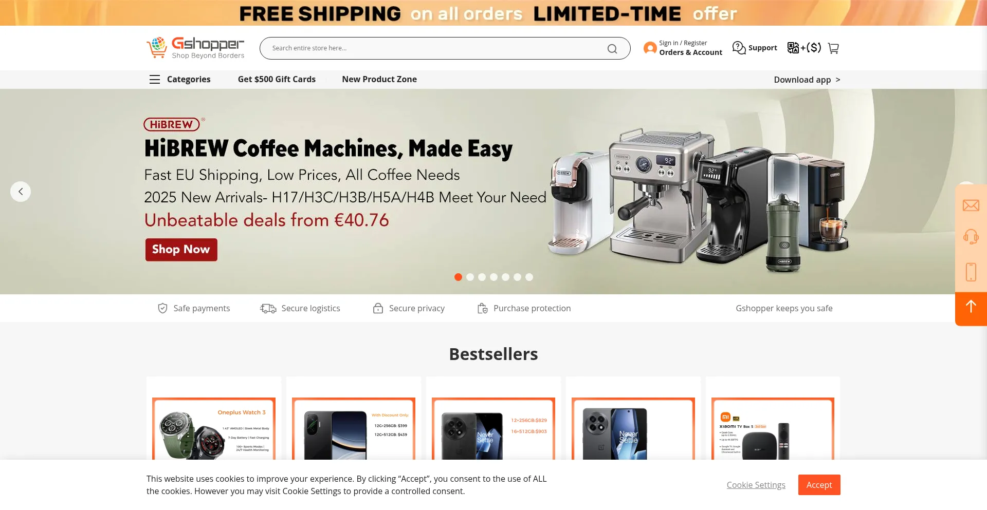 Website screenshot of Gshopper.com