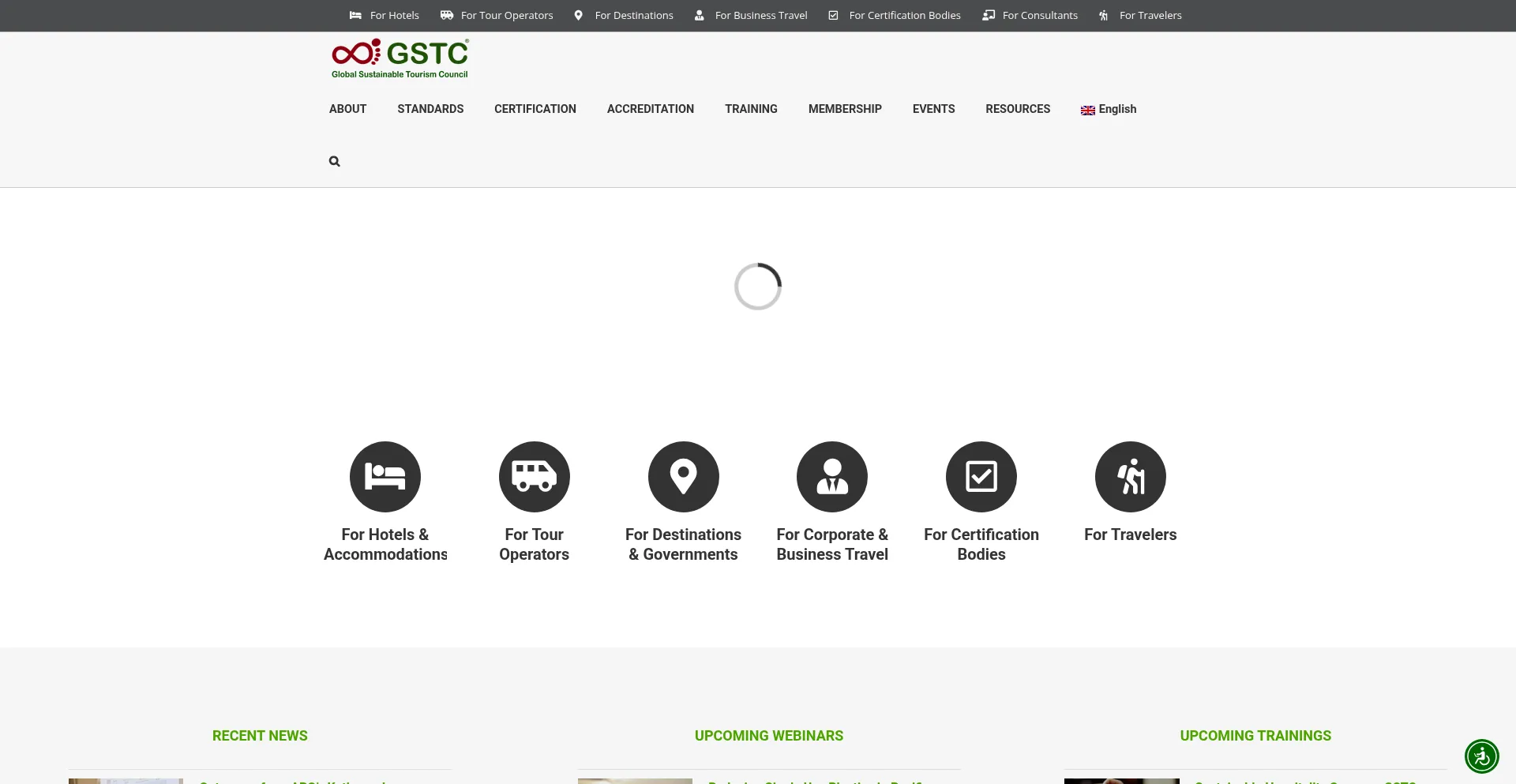 Website screenshot of Gstc.org