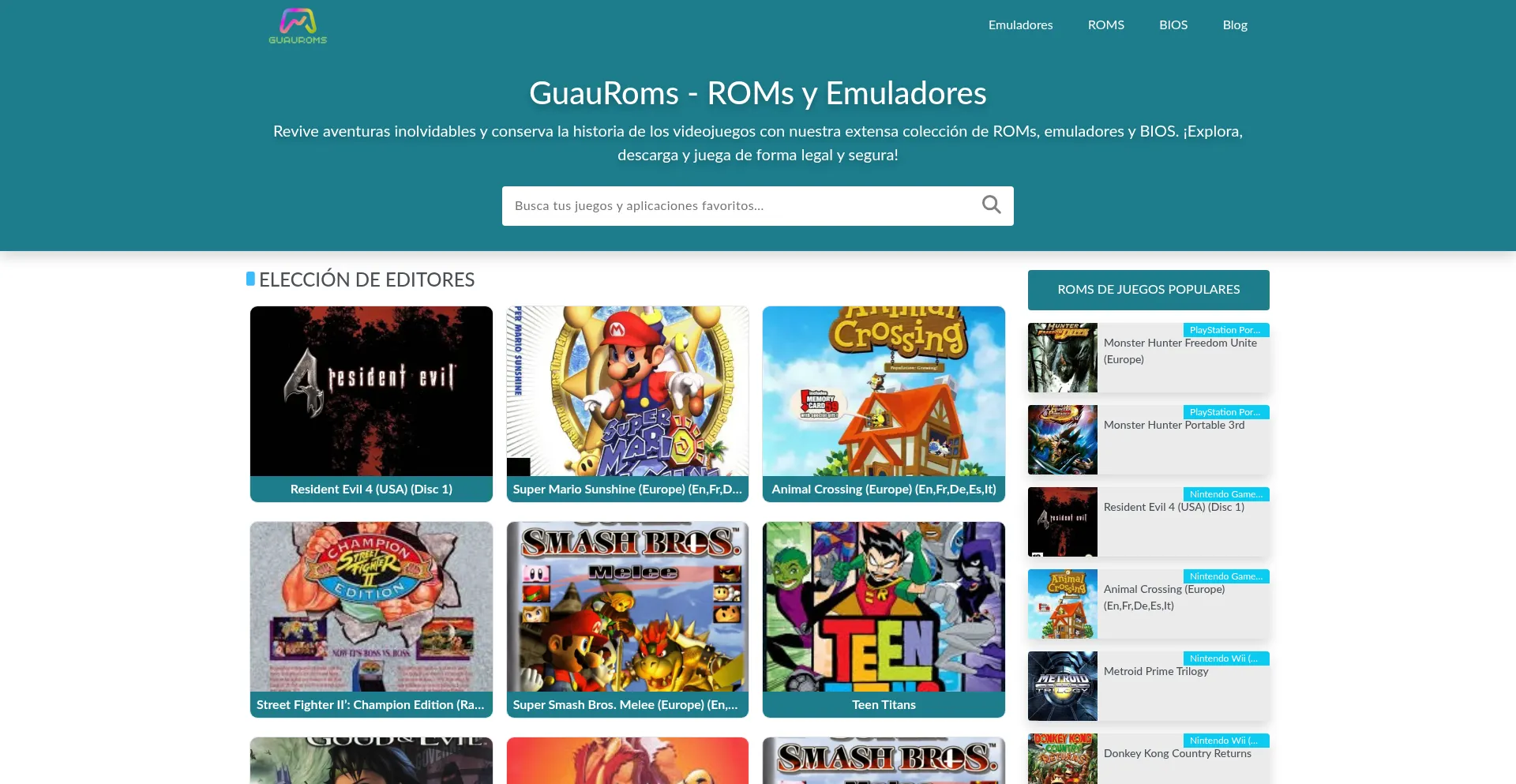 Website screenshot of Guauroms.com