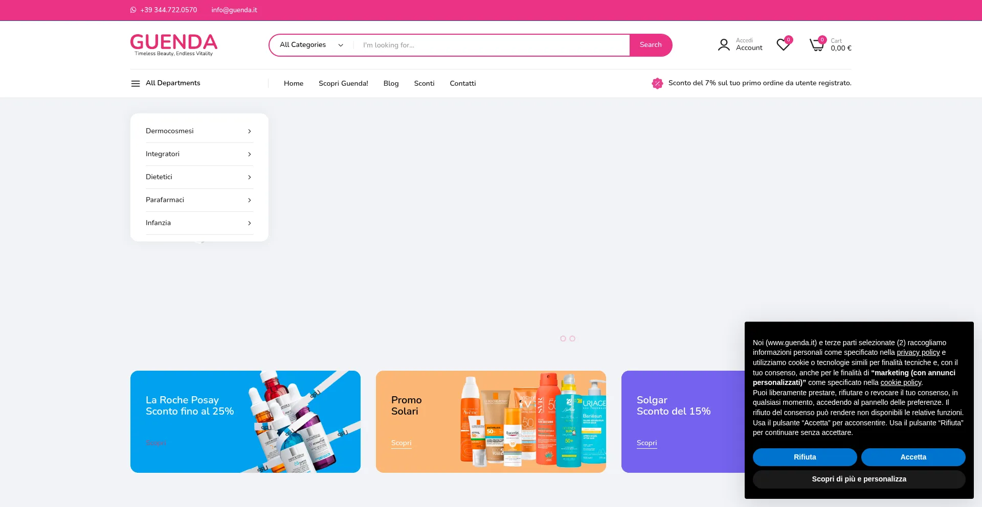 Website screenshot of Guenda.it