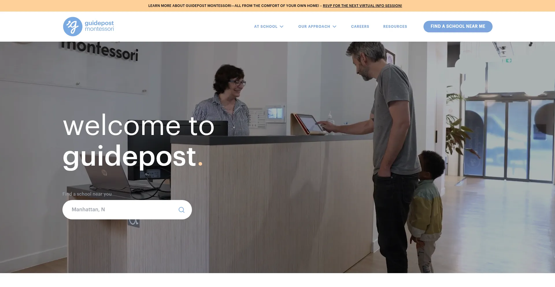 Website screenshot of Guidepostmontessori.com