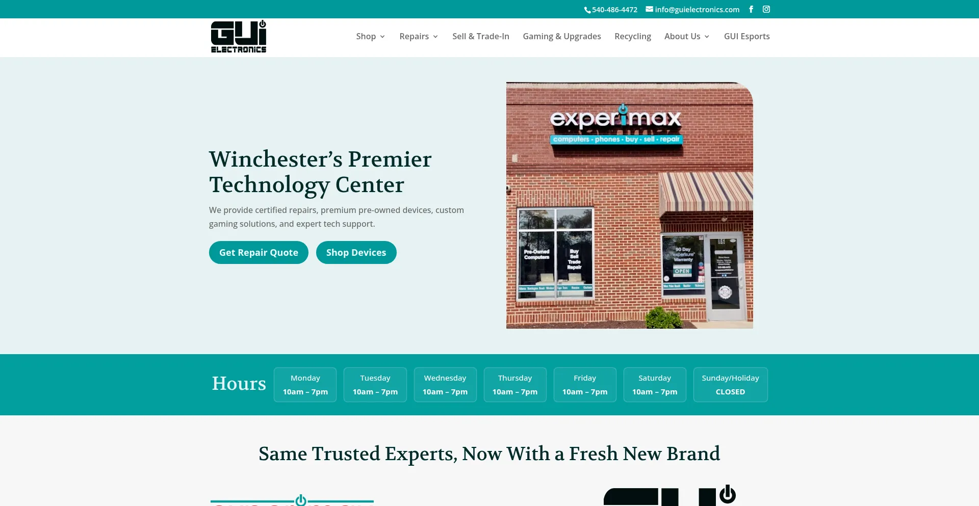 Website screenshot of Guielectronics.com