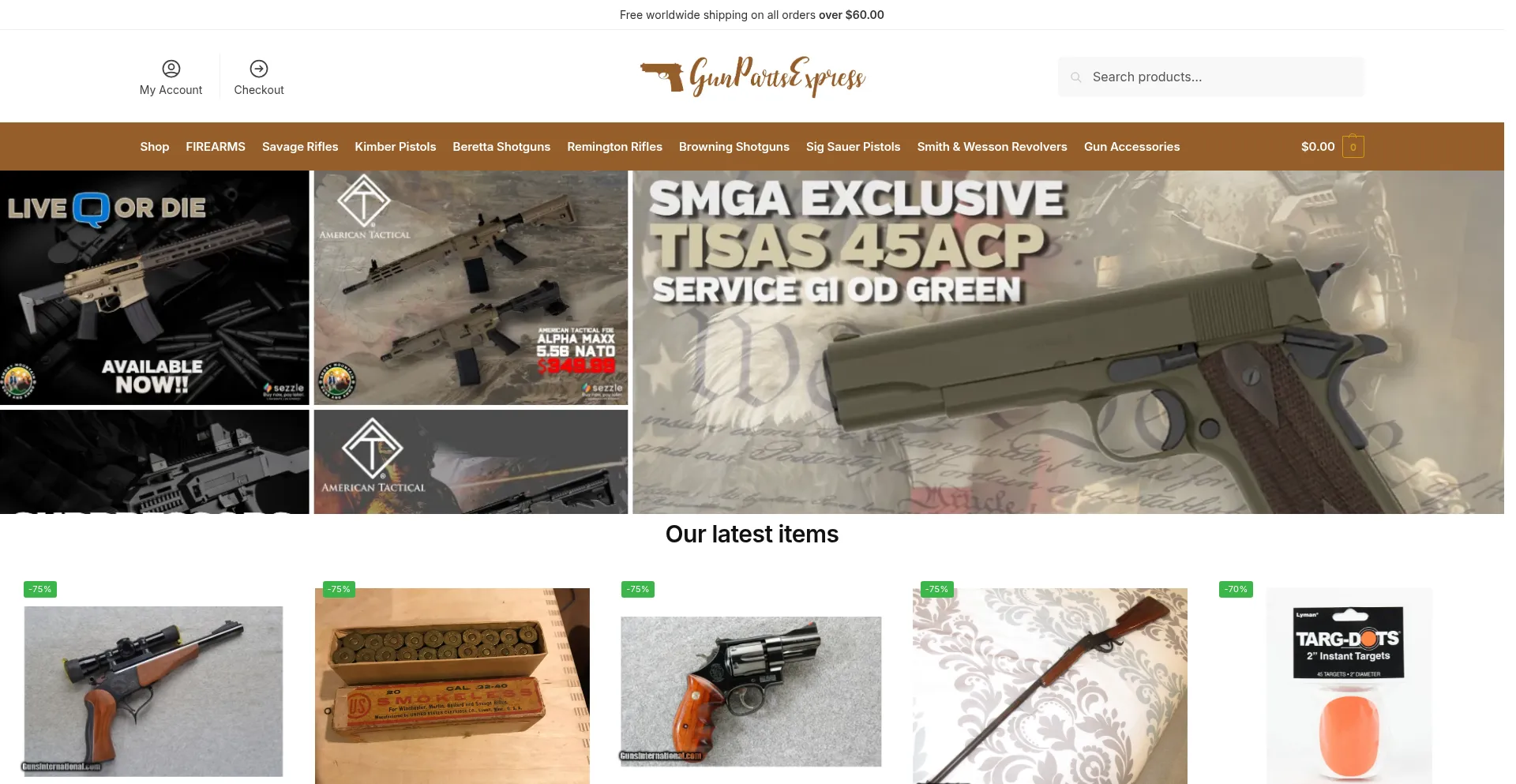Website screenshot of Gunpartsexpress.com