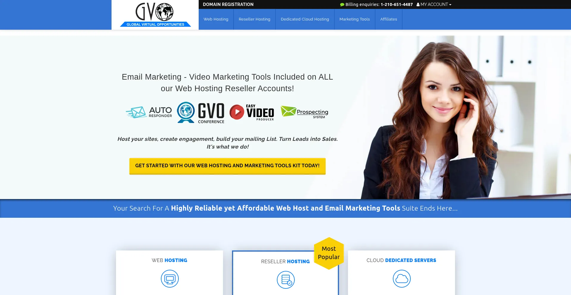 Website screenshot of Gvomail.com