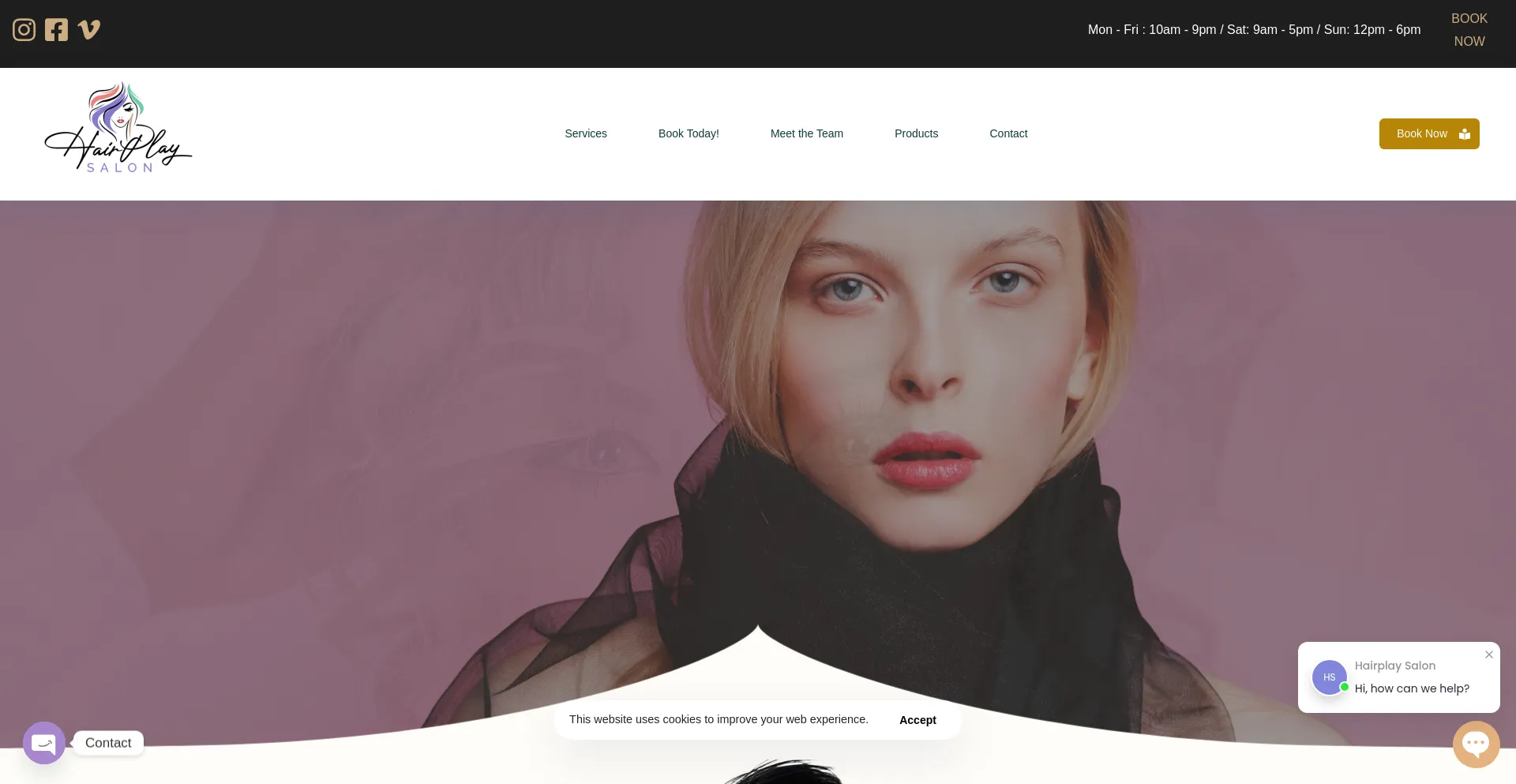 Website screenshot of Hairplaysalonva.com