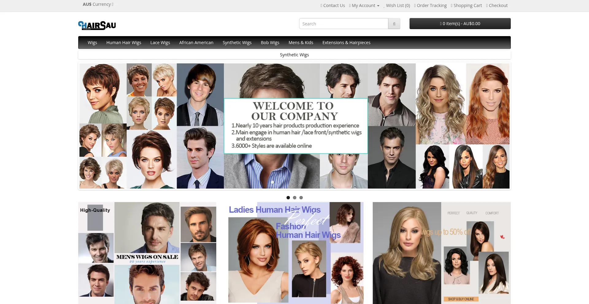 Website screenshot of Hairsau.com