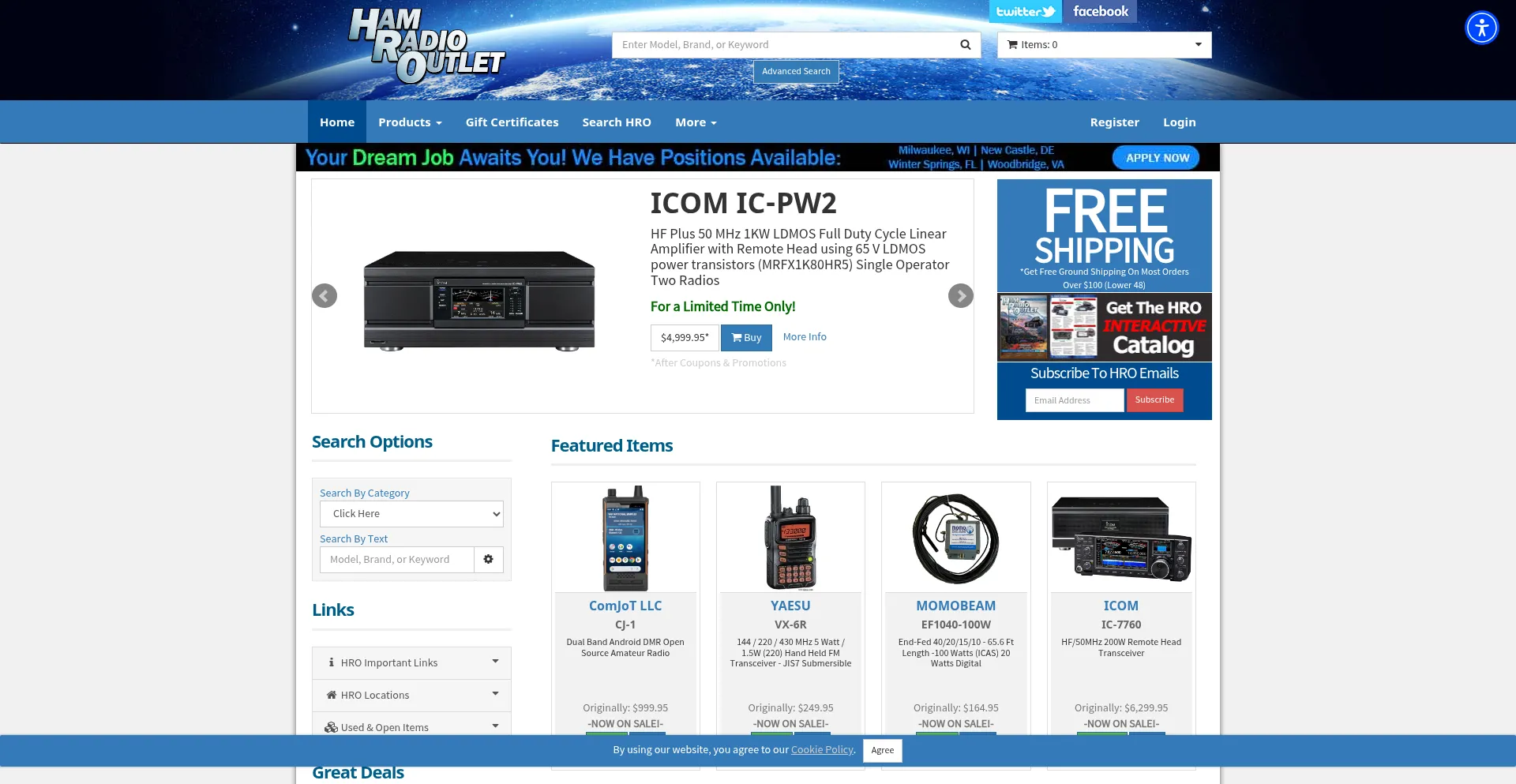 Website screenshot of Hamradio.com