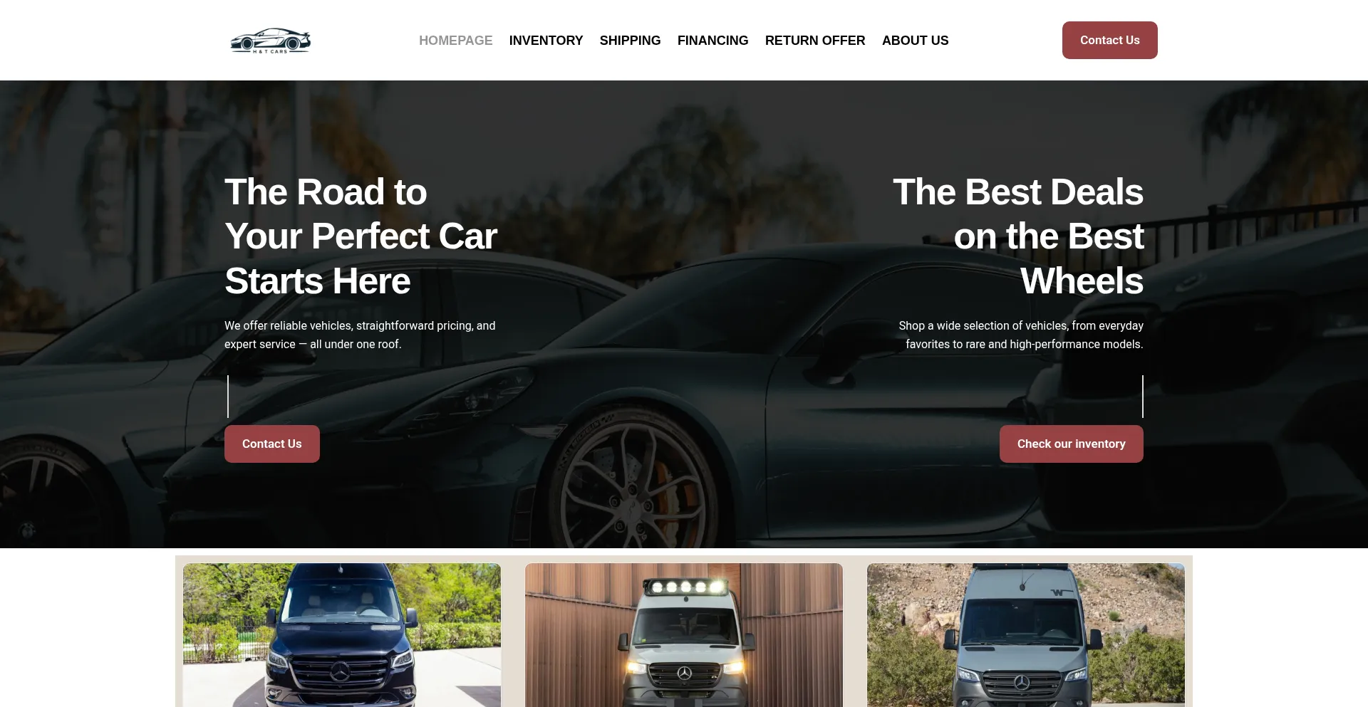 Website screenshot of Handt-cars.com