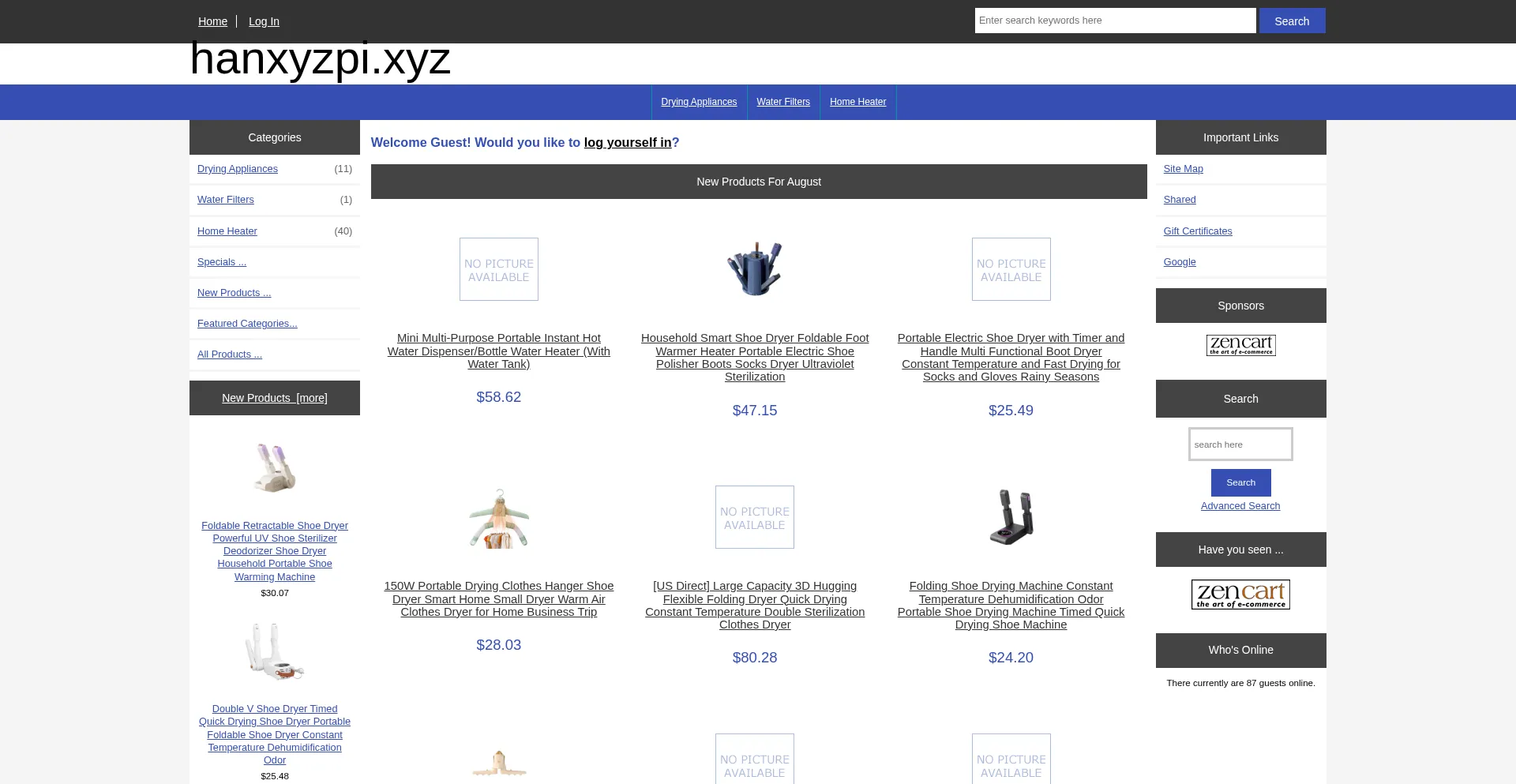 Website screenshot of Hanxyzpi.xyz
