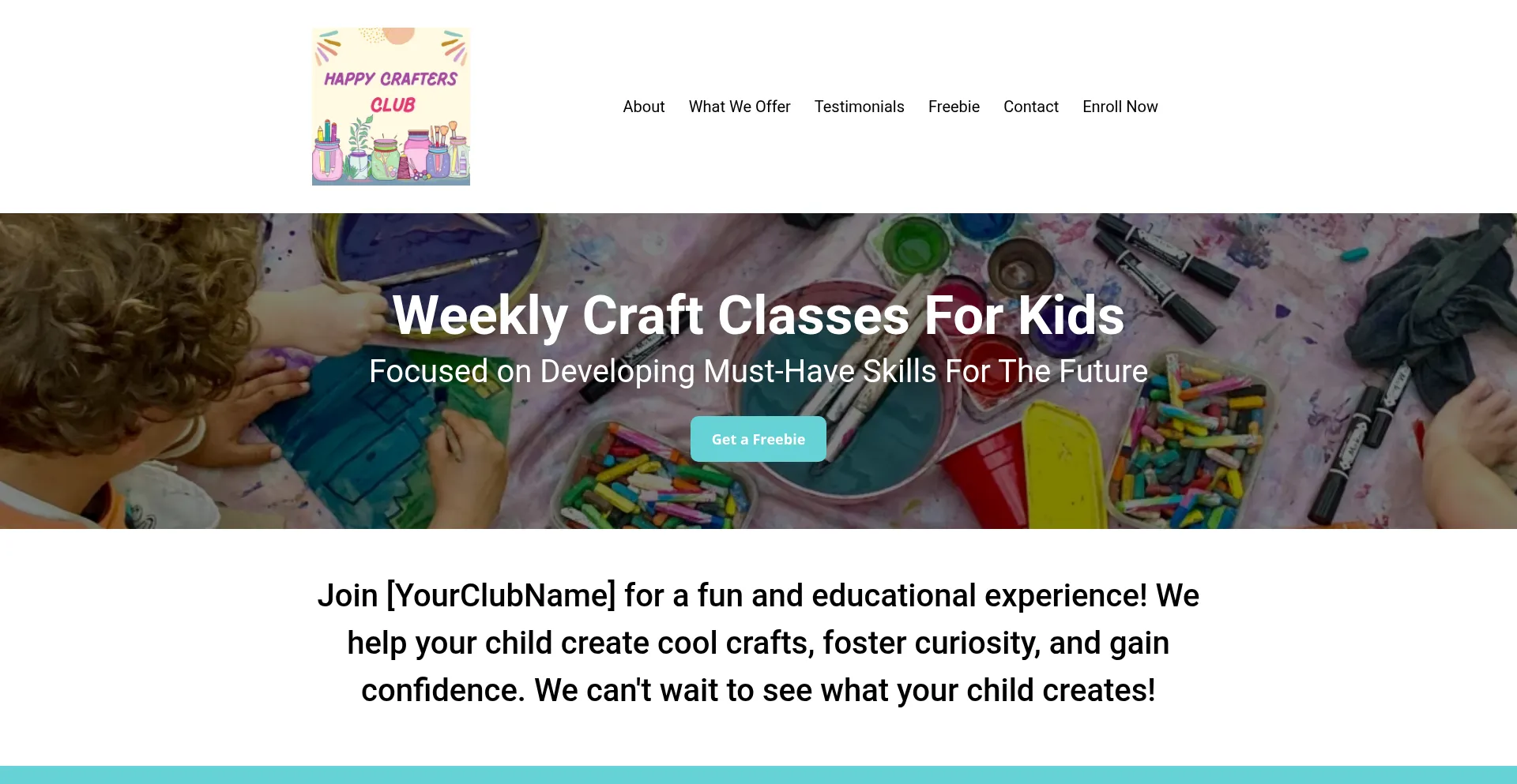 Website screenshot of Happycraftersclub.mycreativeclub.com