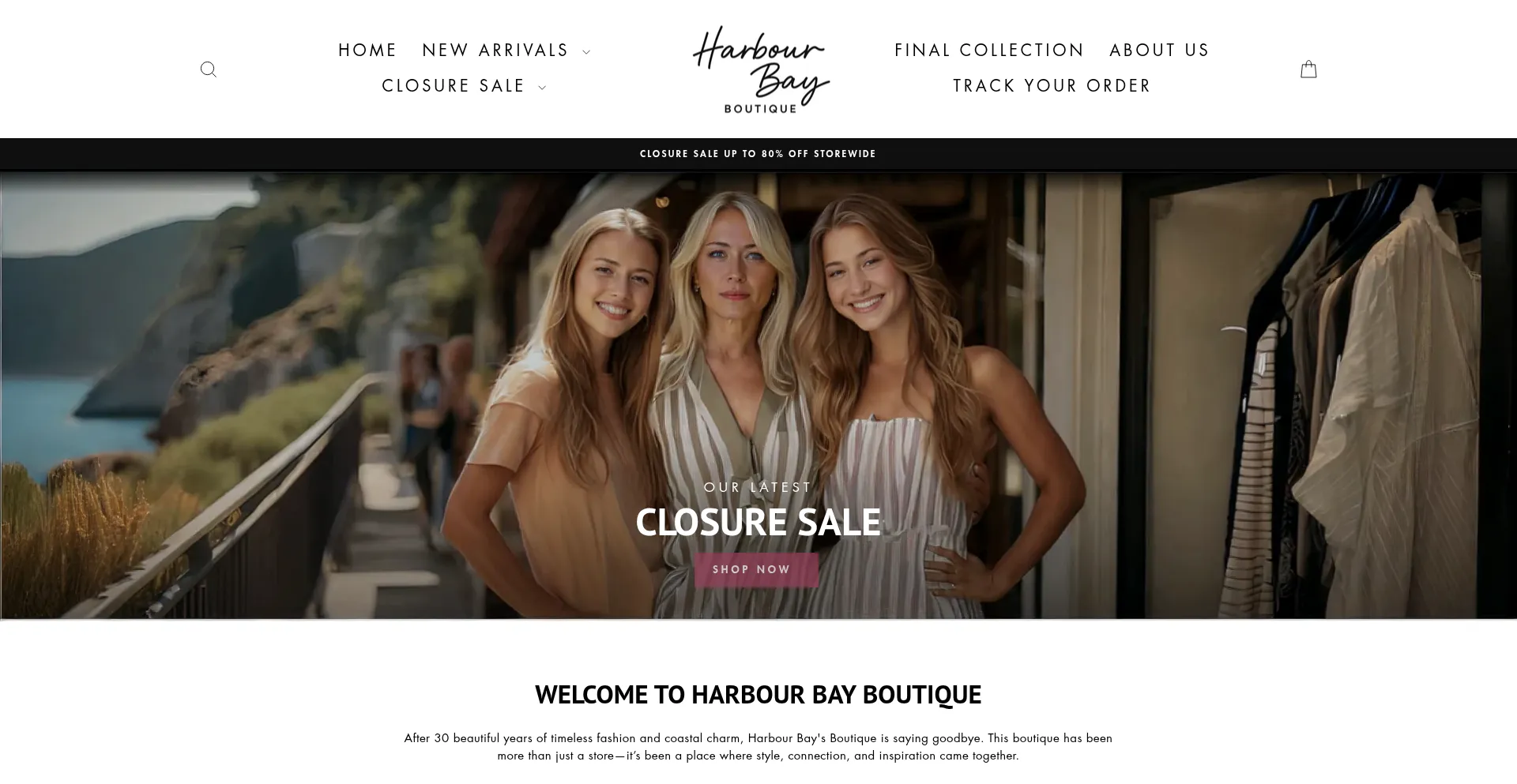Website screenshot of Harbourbayboutique.com