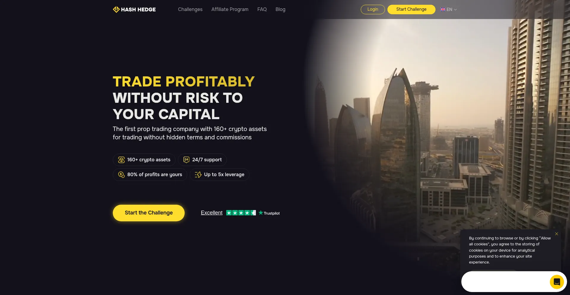 Website screenshot of Hashhedge.com
