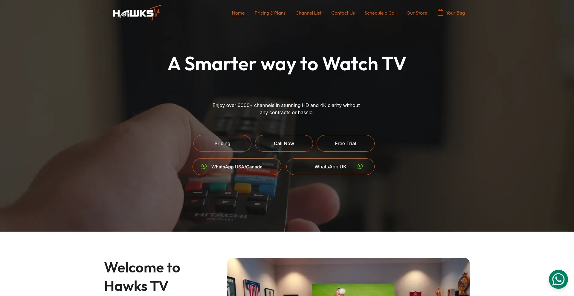 Website screenshot of Hawkstv.com