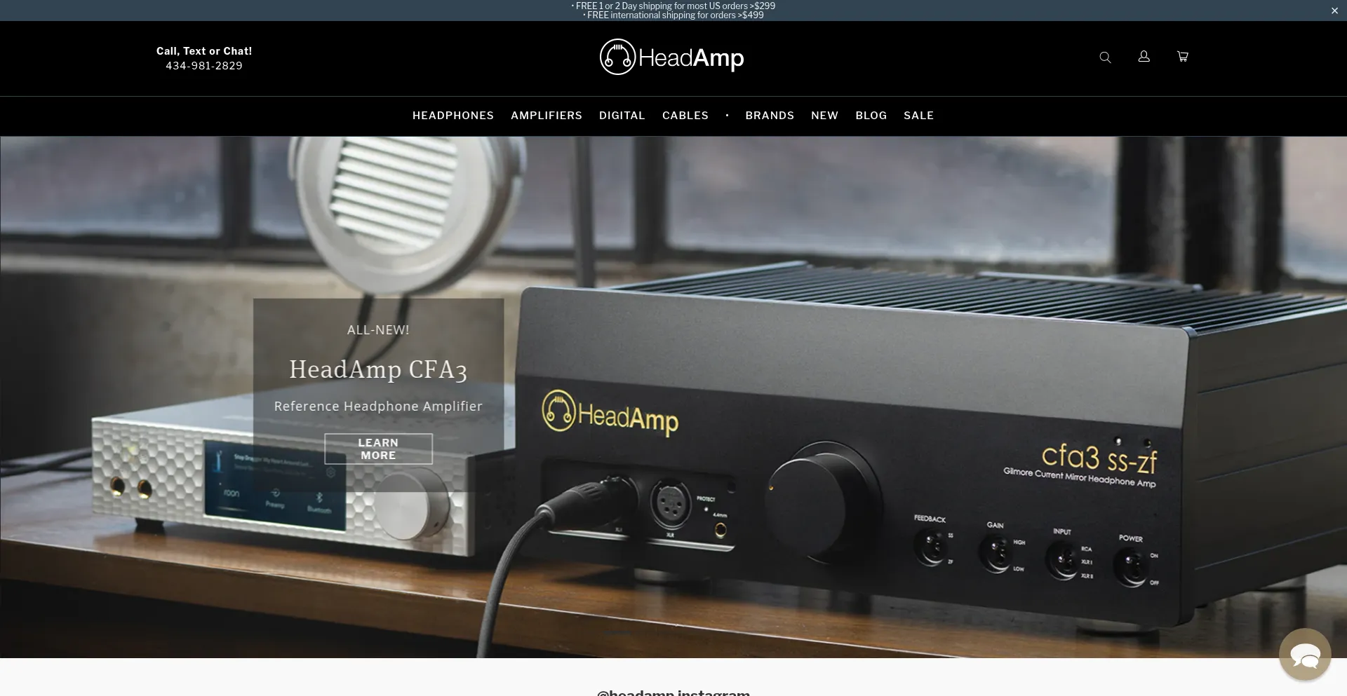 Website screenshot of Headamp.com