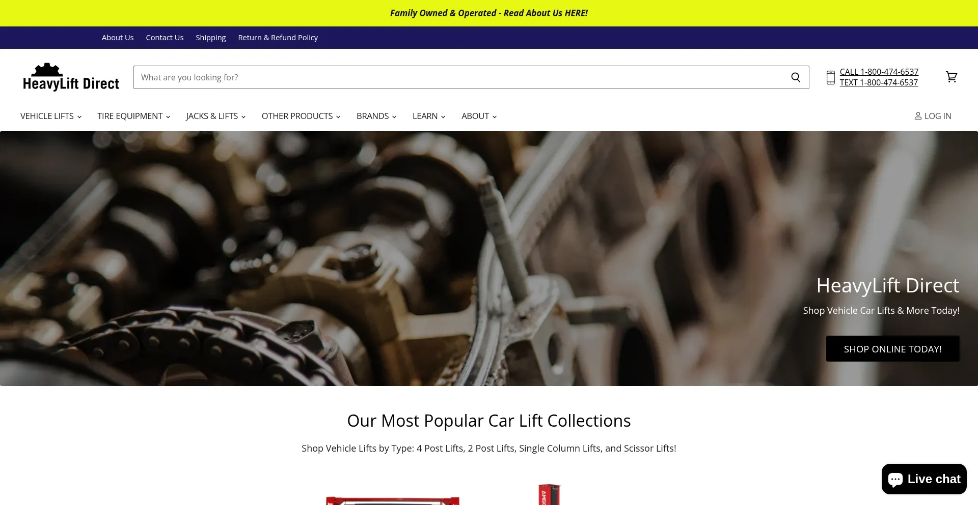 Website screenshot of Heavyliftdirect.com