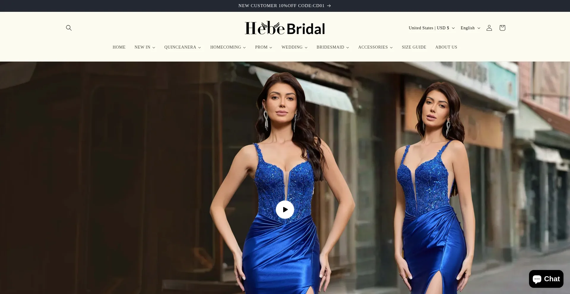 Website screenshot of Hebebridal.com