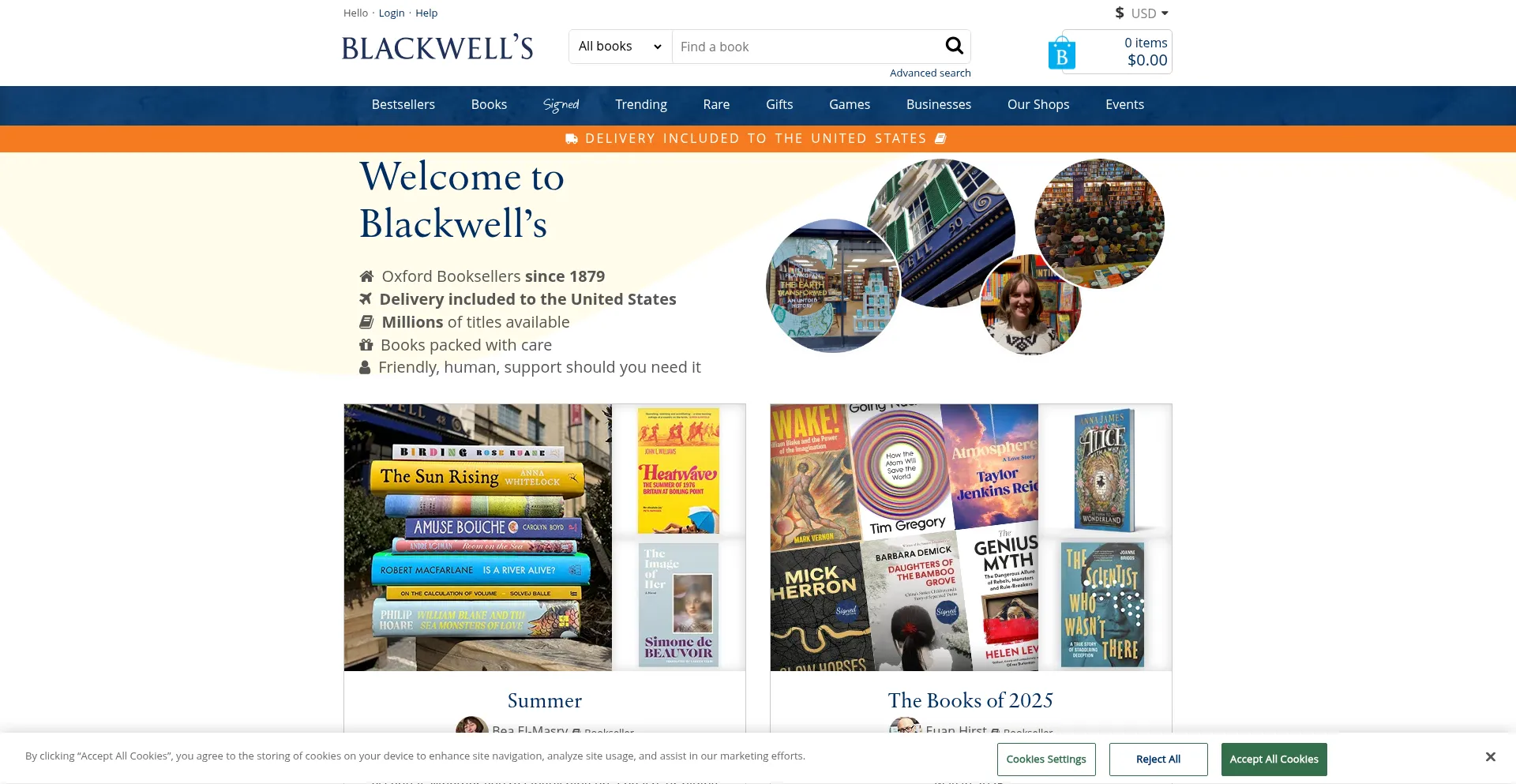 Website screenshot of Heffers.co.uk