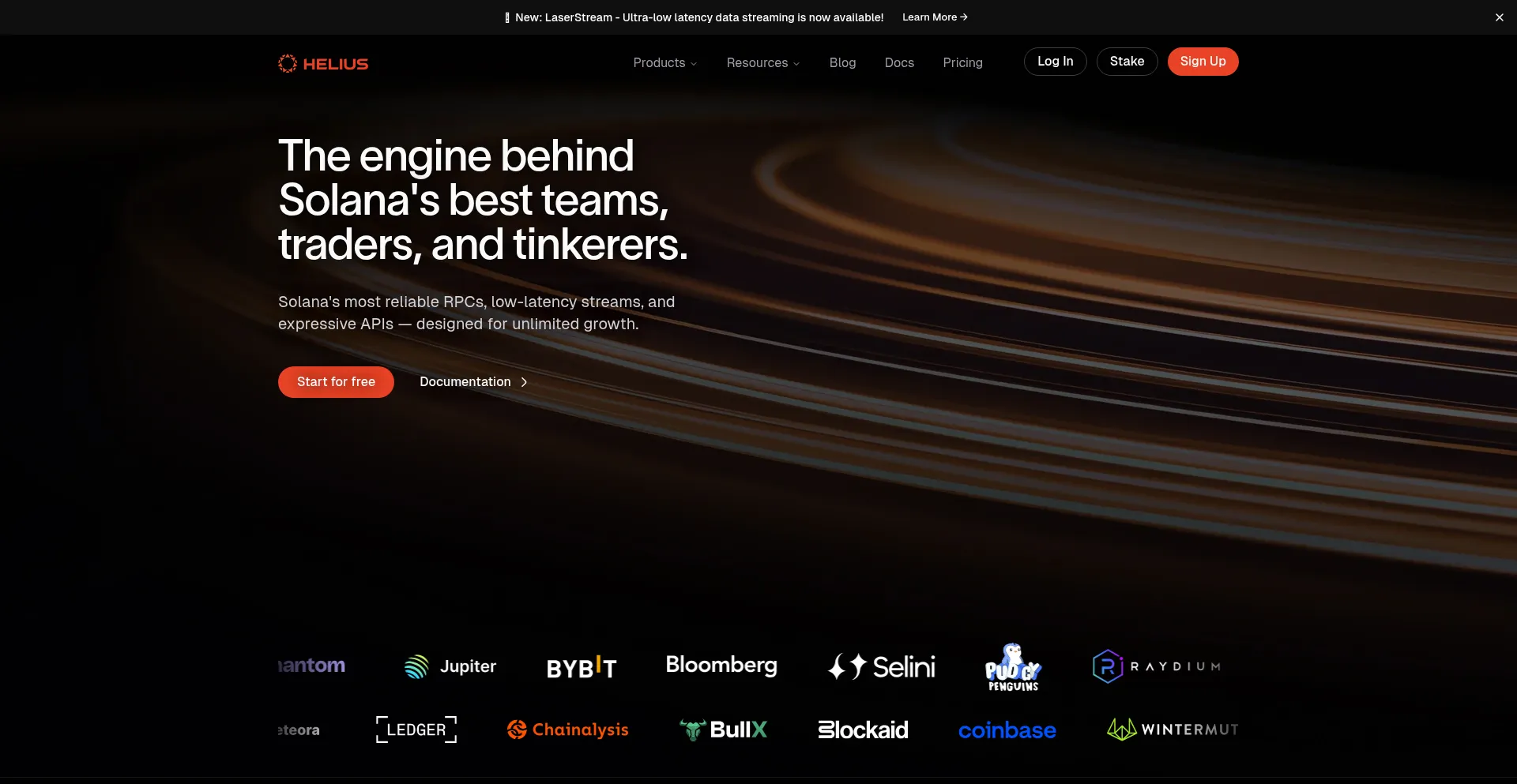 Website screenshot of Helius.dev