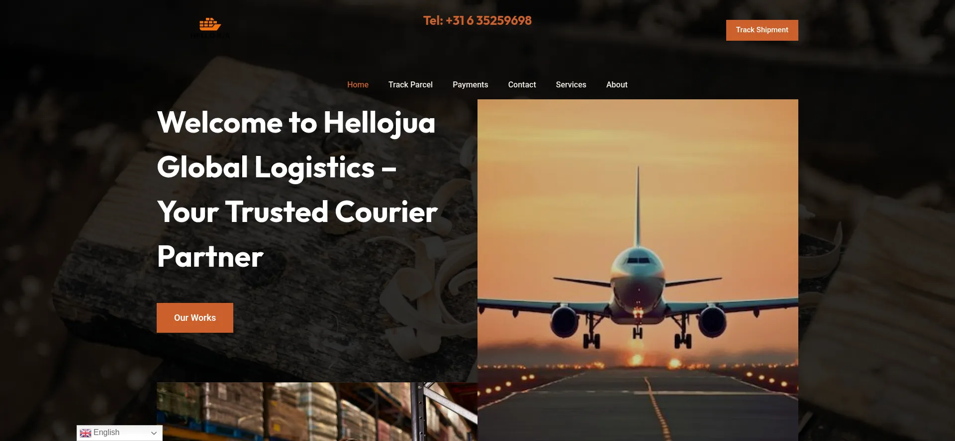 Website screenshot of Hellojuagloballogistics.com