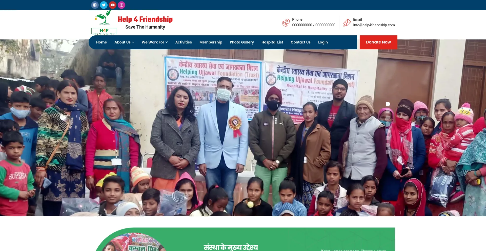 Website screenshot of Help4friendship.com