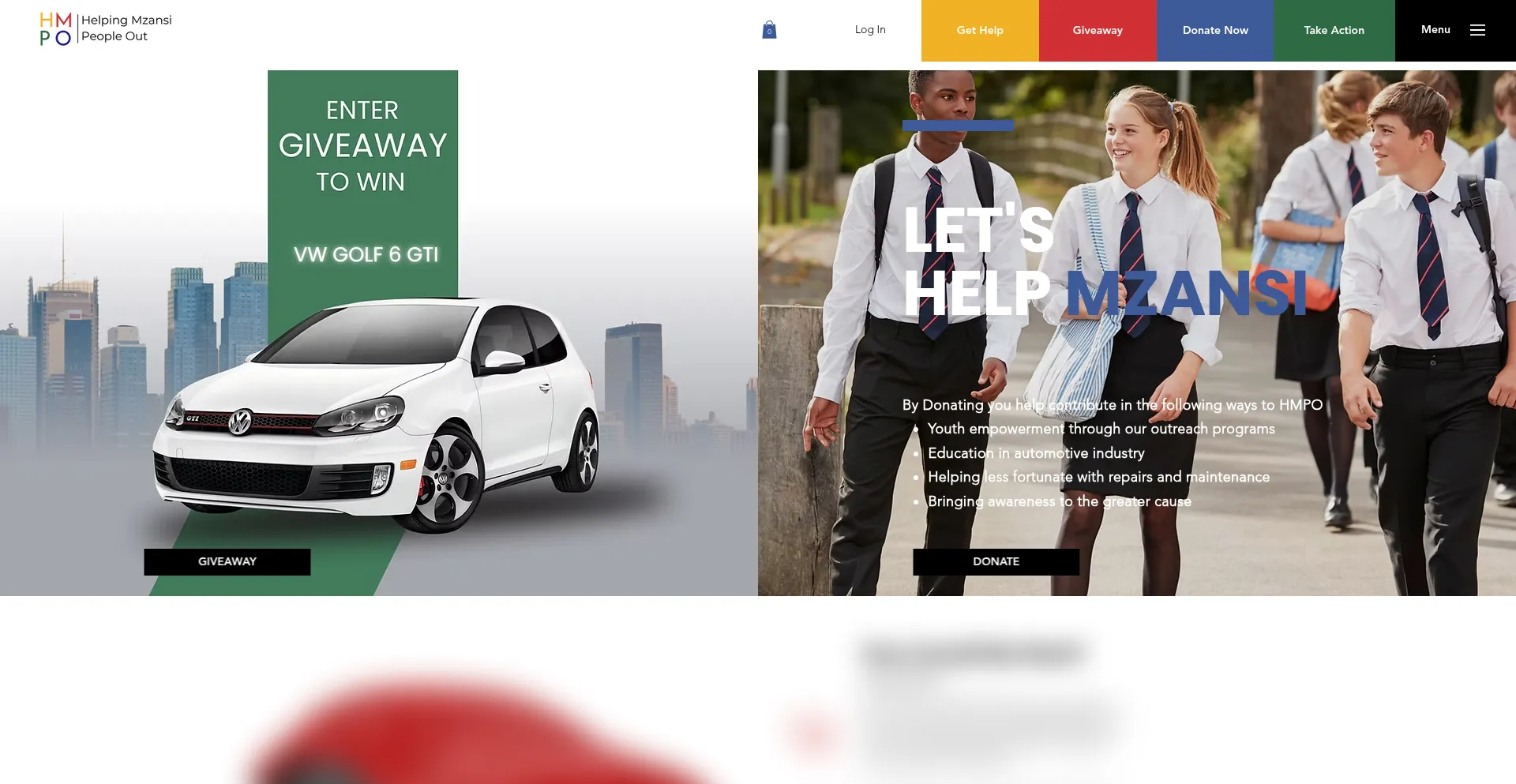 Website screenshot of Helpingmzansi.org