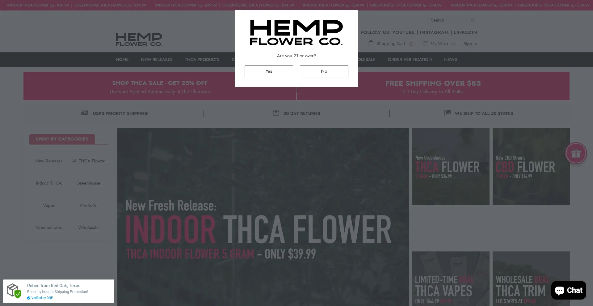 Website screenshot of Hemp-flower.com