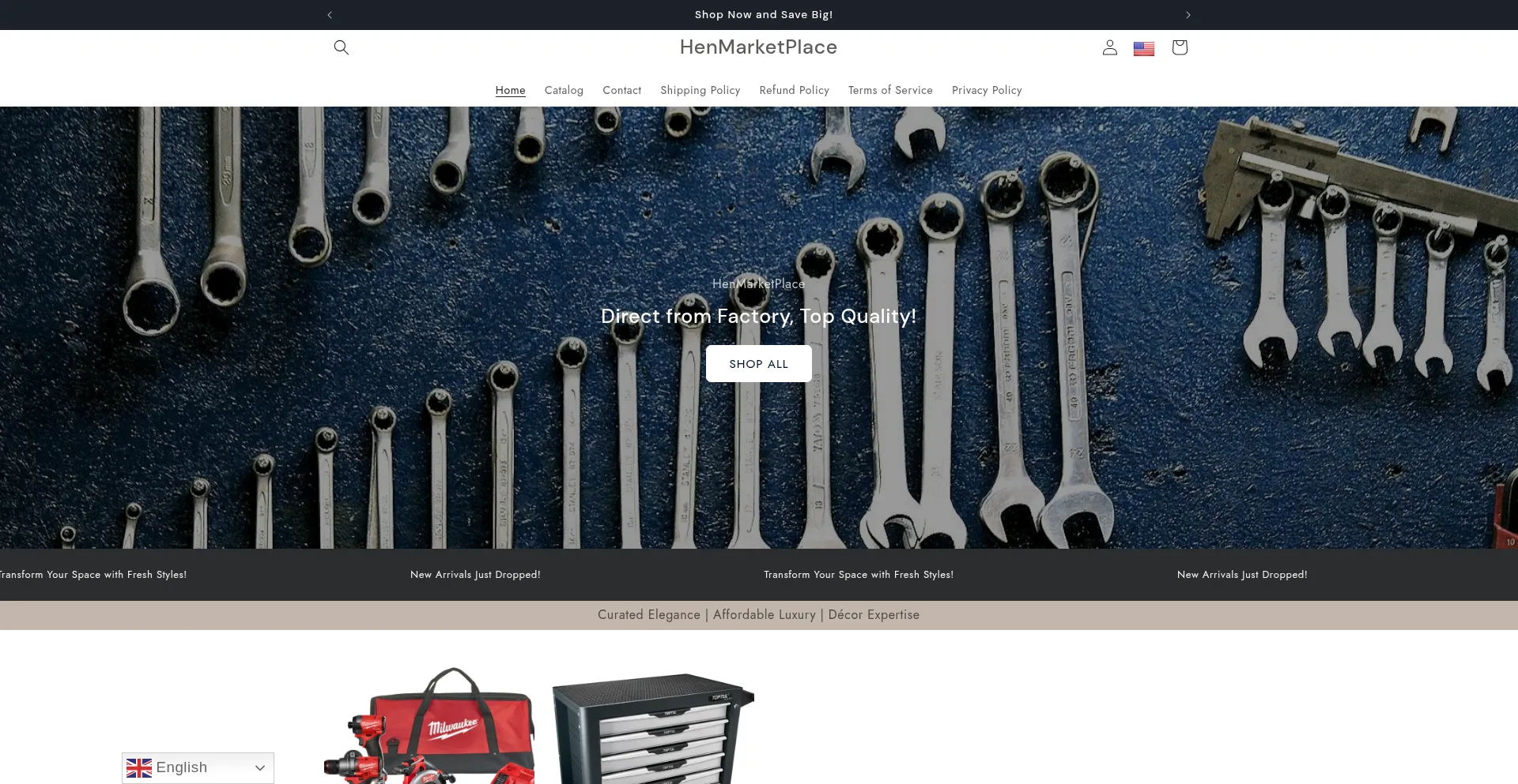 Website screenshot of Henmarketplace.com