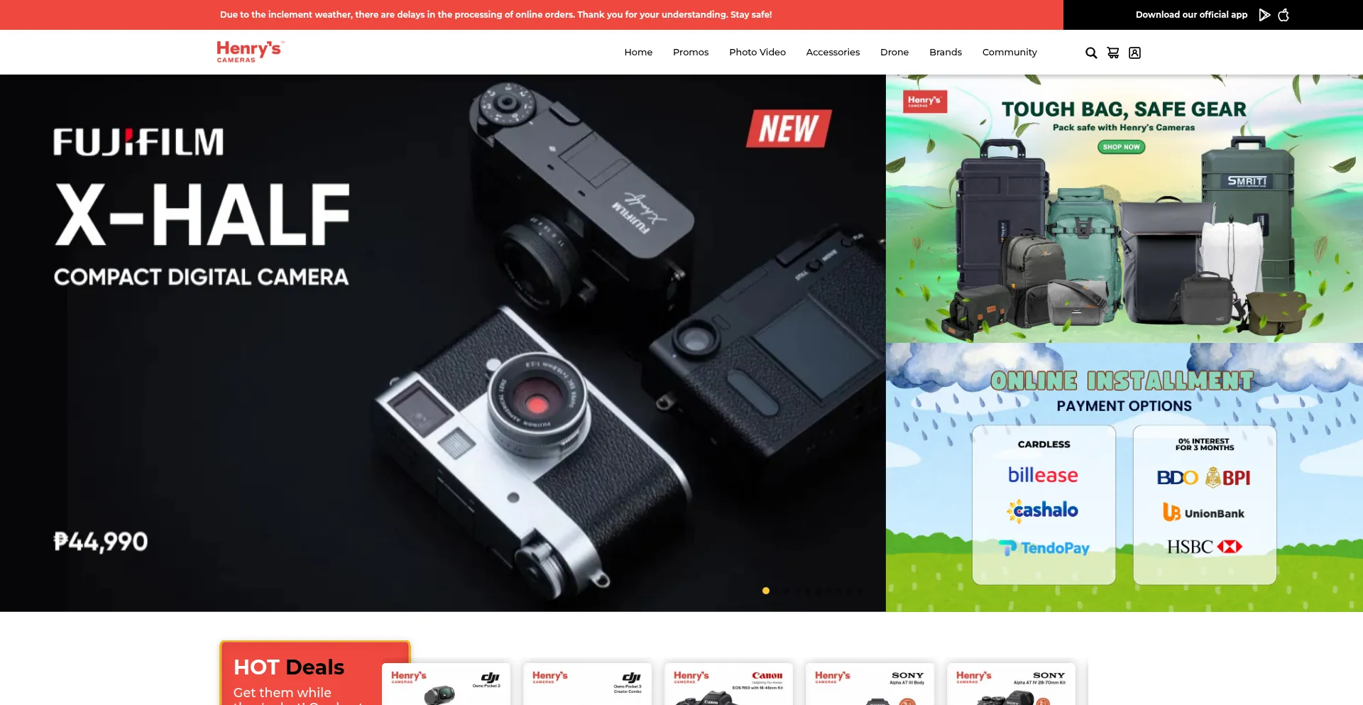 Website screenshot of Henryscameraphoto.com