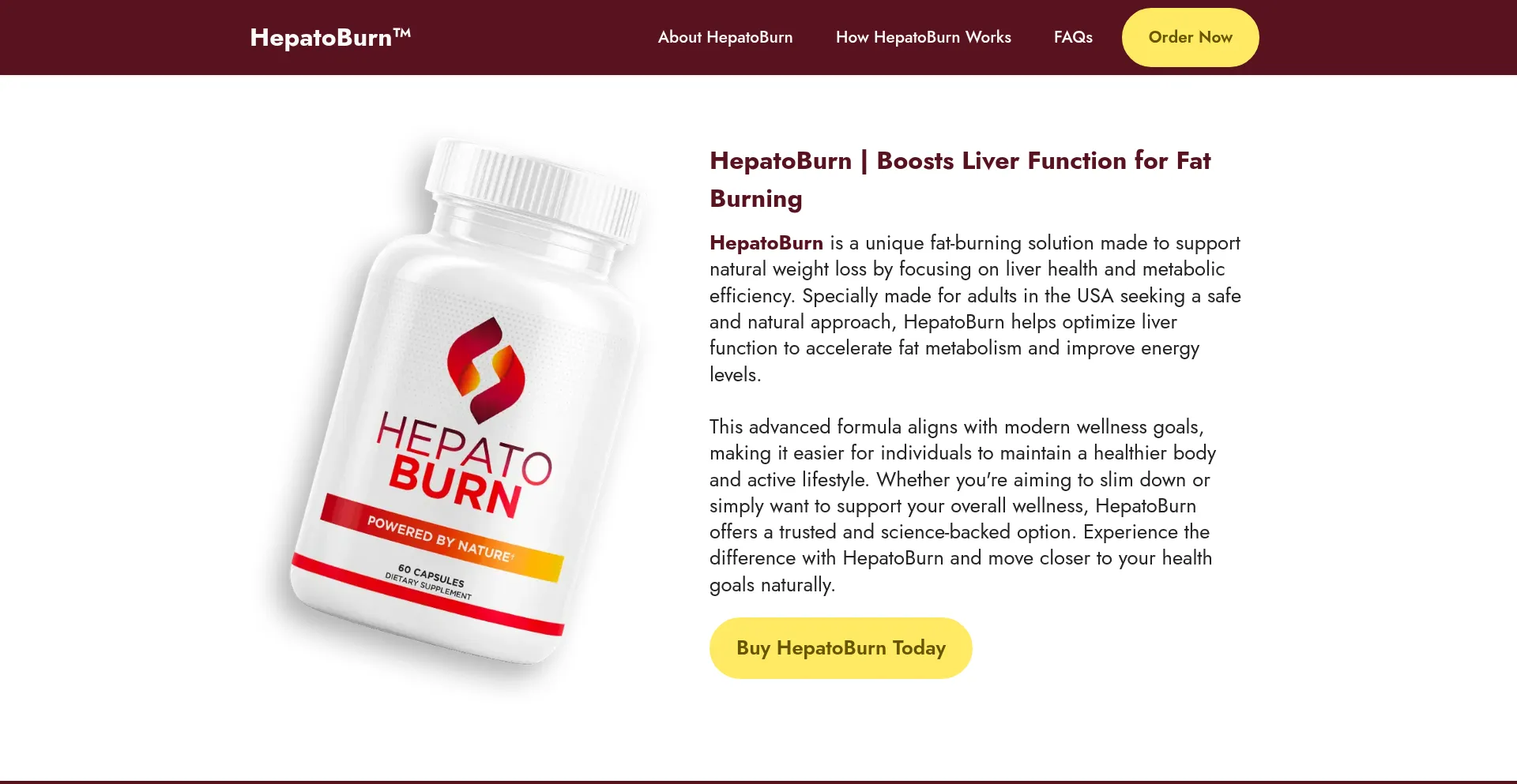 Website screenshot of Hepatoburn-us.us