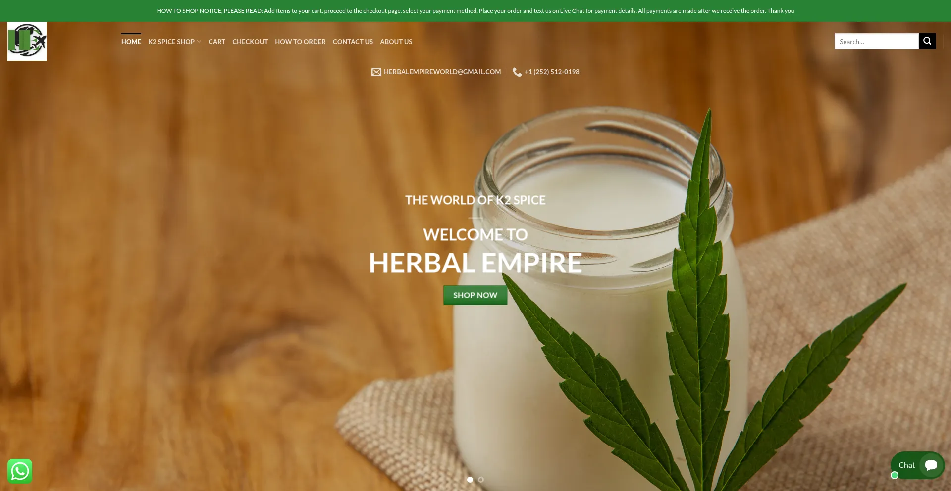 Website screenshot of Herbalempireworld.com
