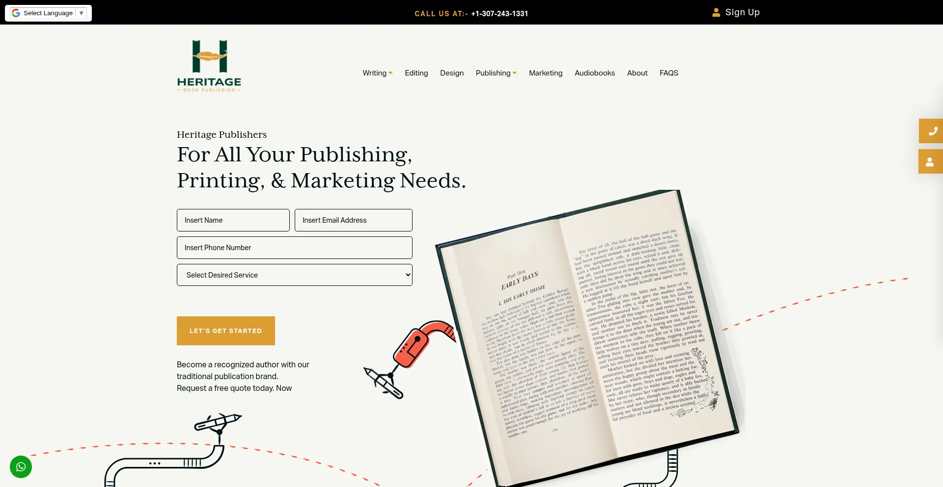 Website screenshot of Heritagebookpublishing.com