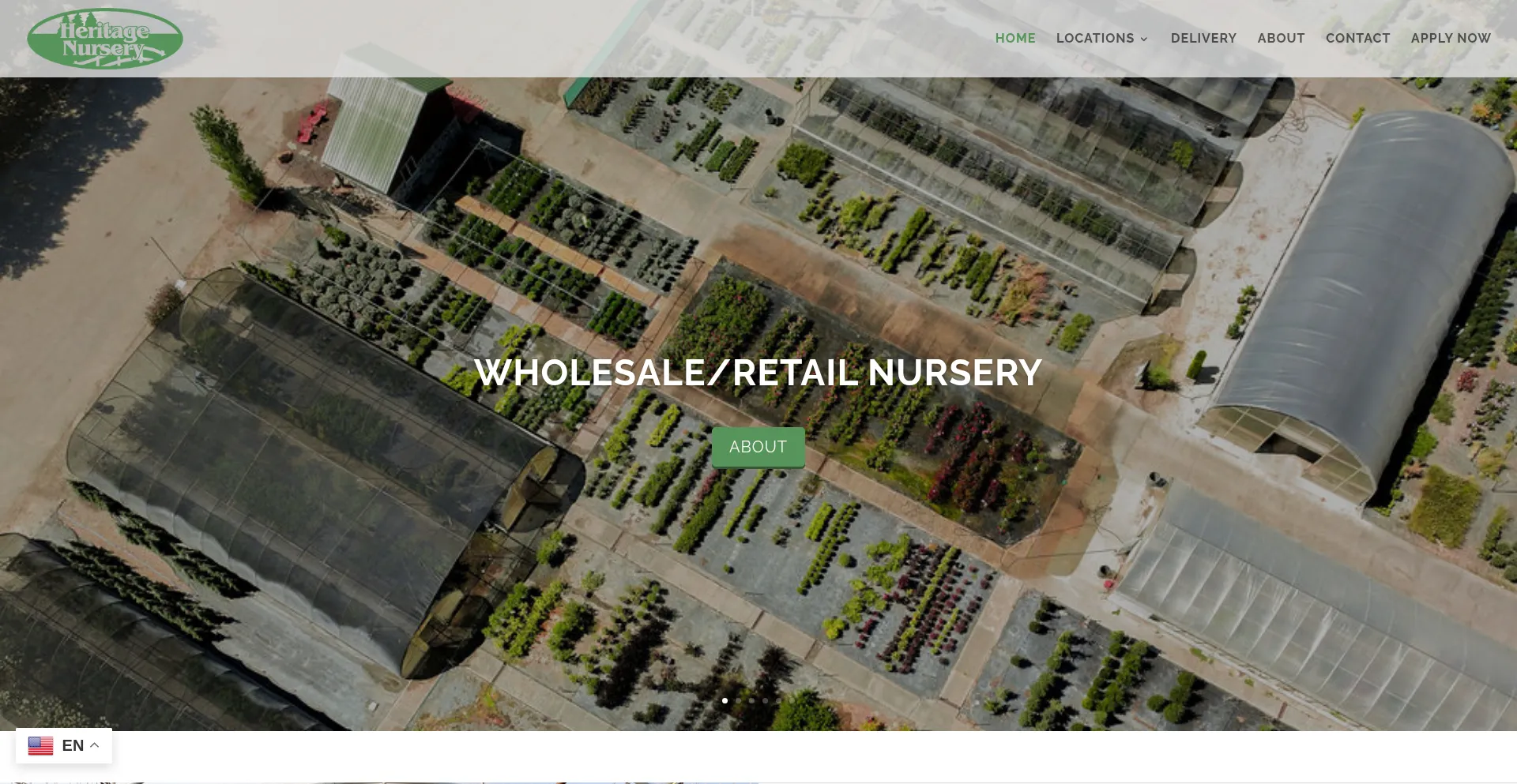 Website screenshot of Heritagenursery.com