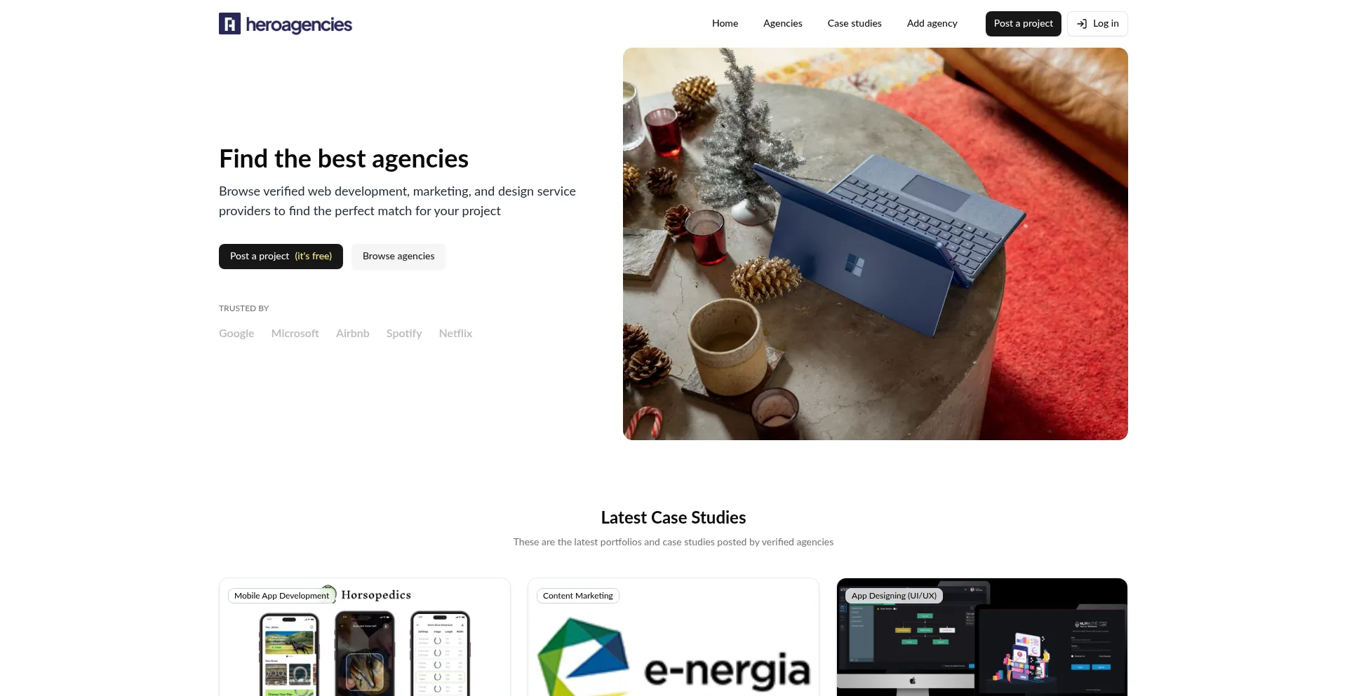 Website screenshot of Heroagencies.com
