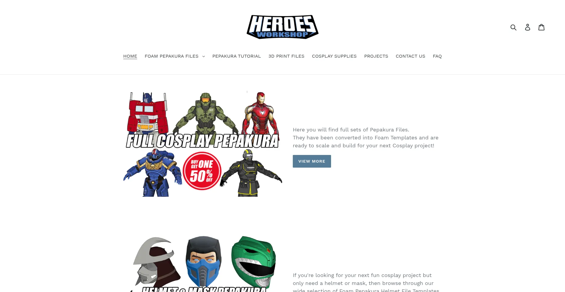 Website screenshot of Heroesworkshop.com