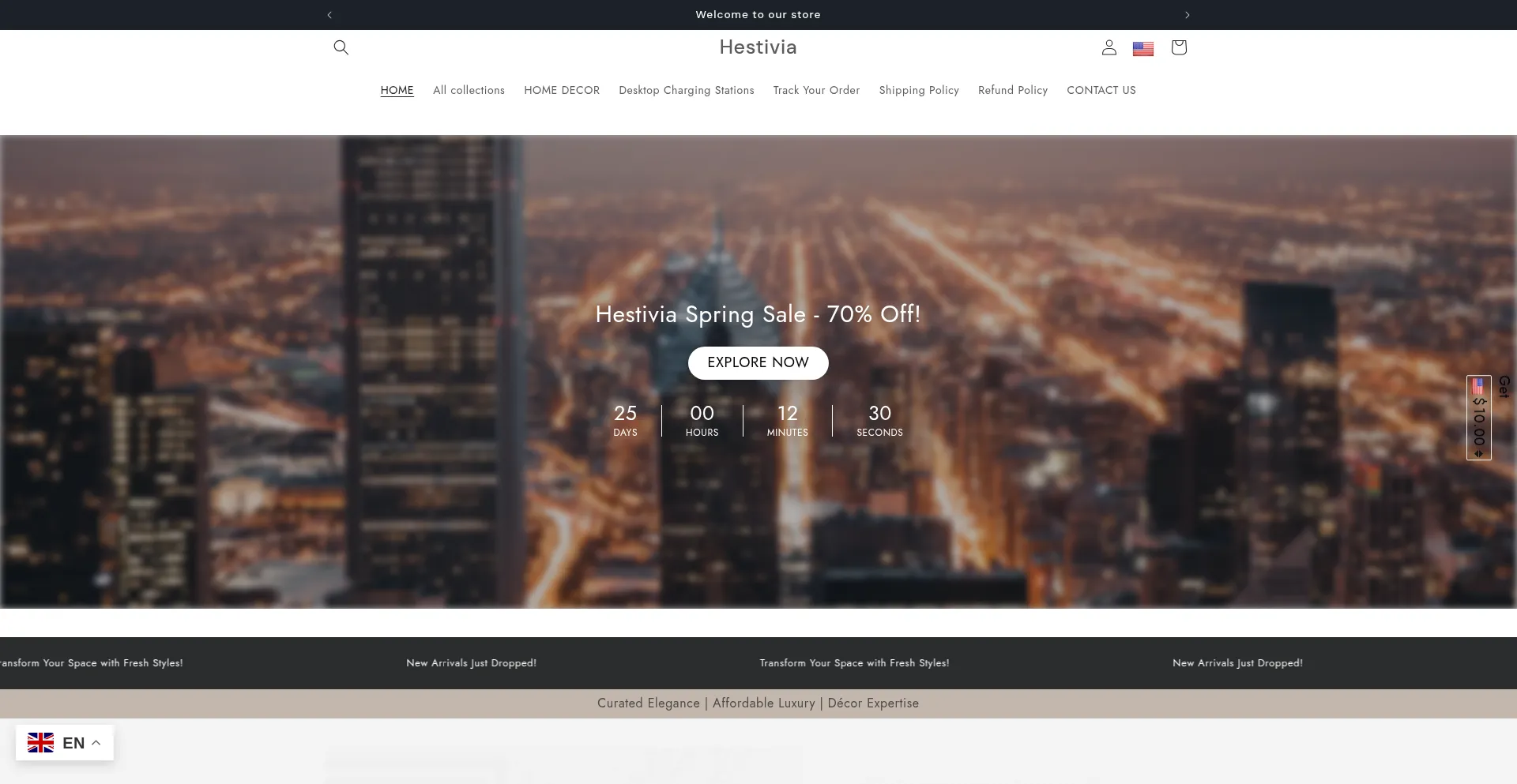 Website screenshot of Hestivia.com