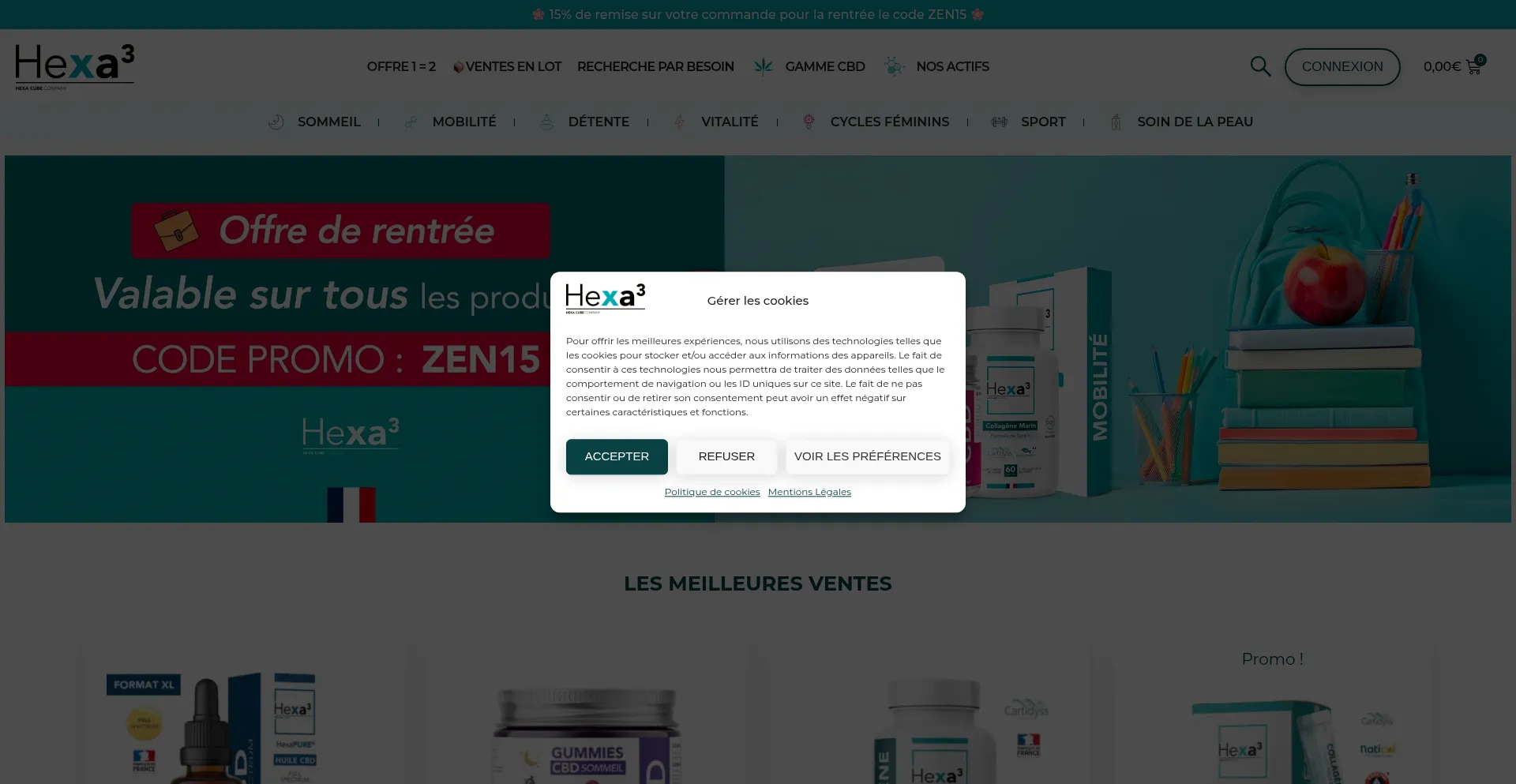 Website screenshot of Hexa3.eu