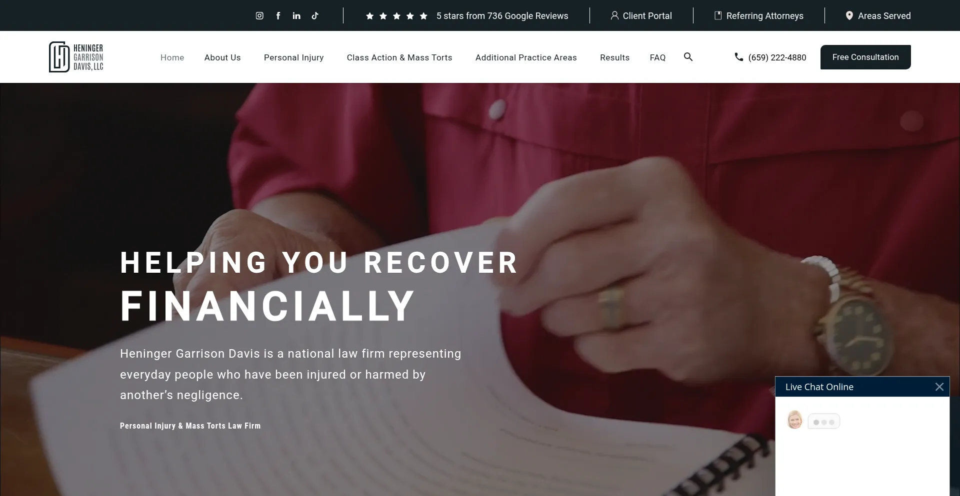 Website screenshot of Hgdlawfirm.com