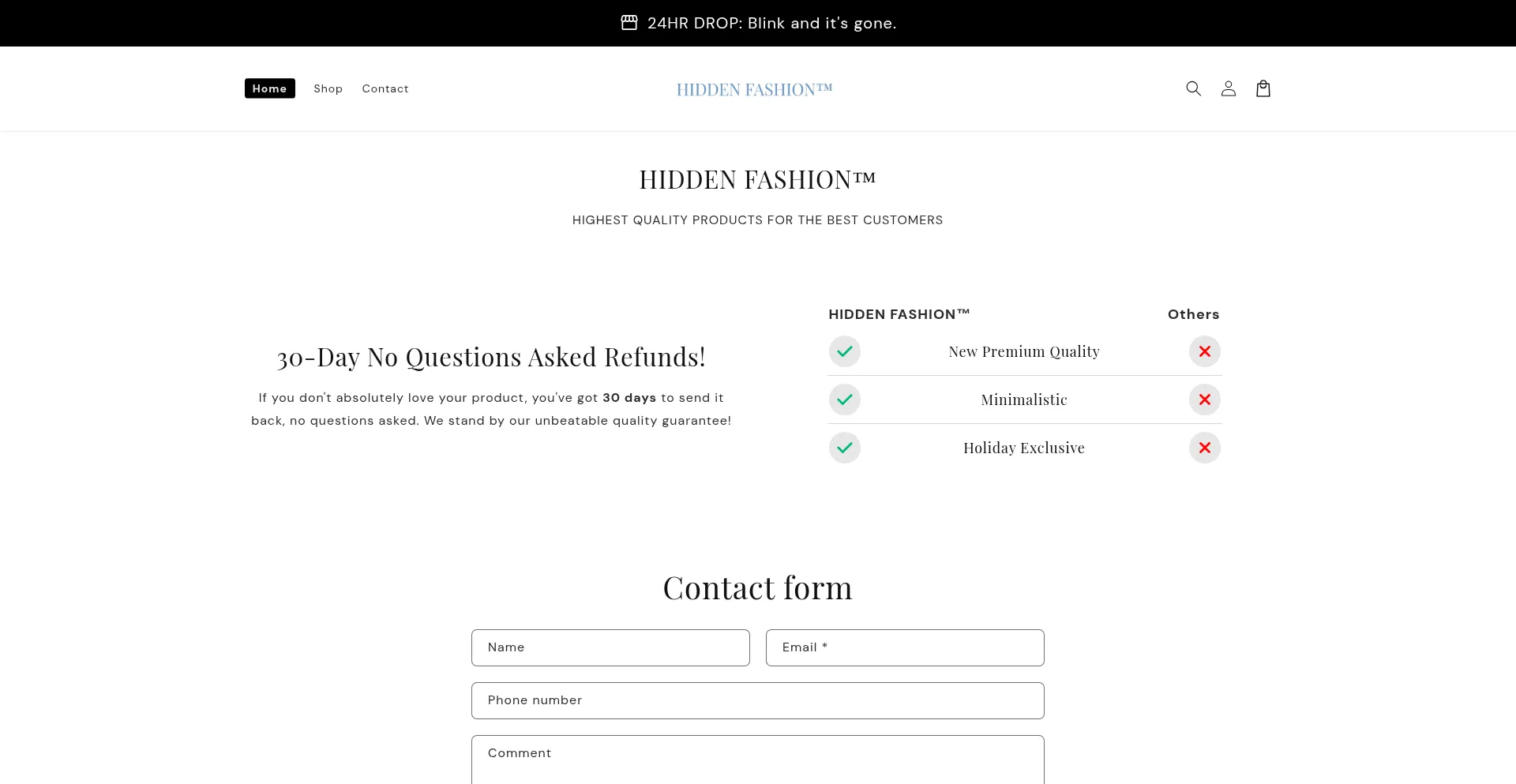 Hiddenfashiononline.store Screenshot