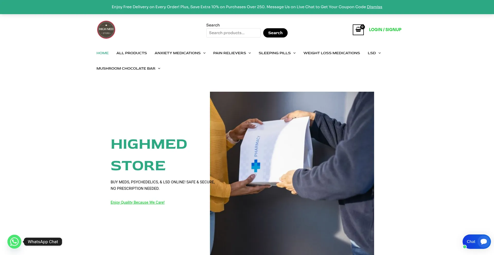 Website screenshot of Highmedstore.com