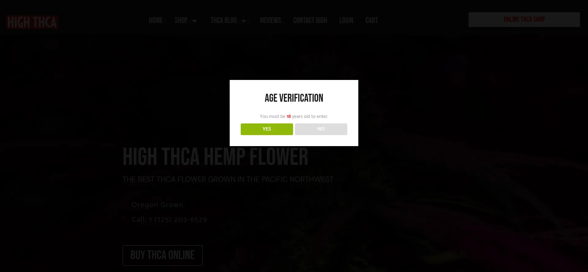 Website screenshot of Highthcahempflower.com