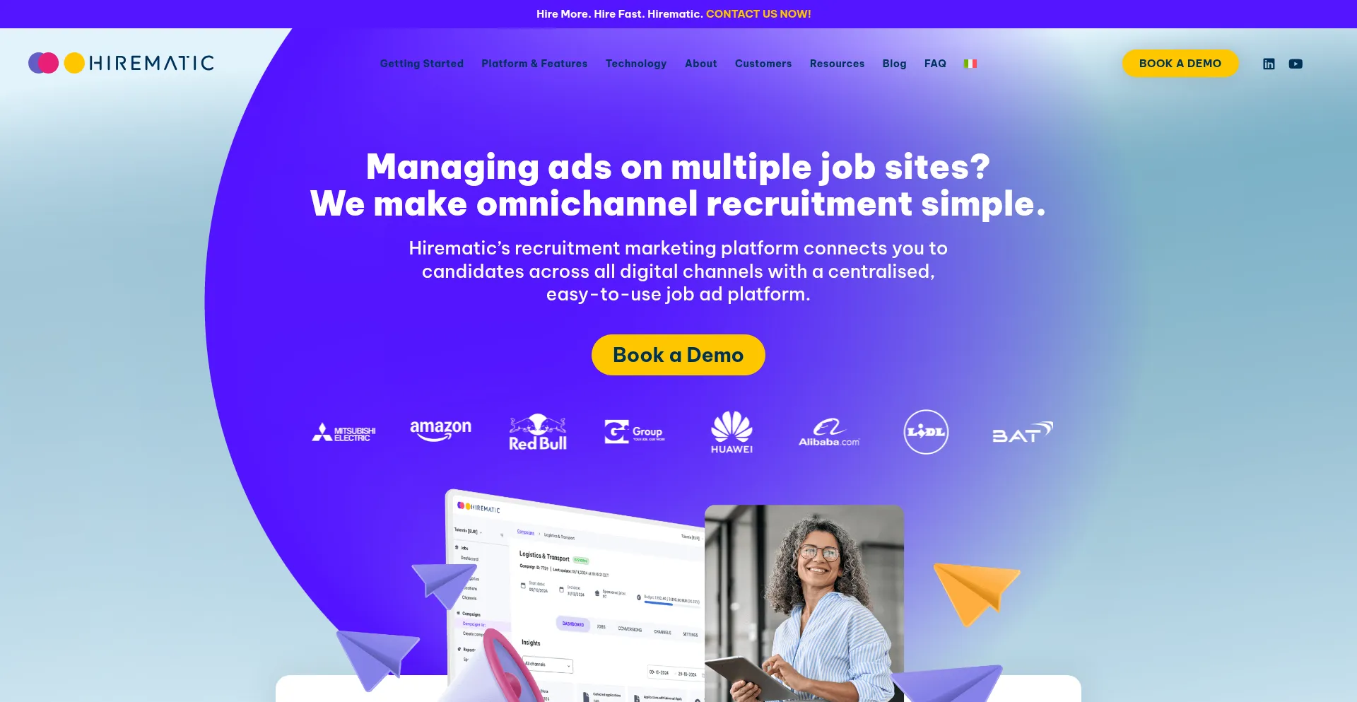 Website screenshot of Hirematic.com