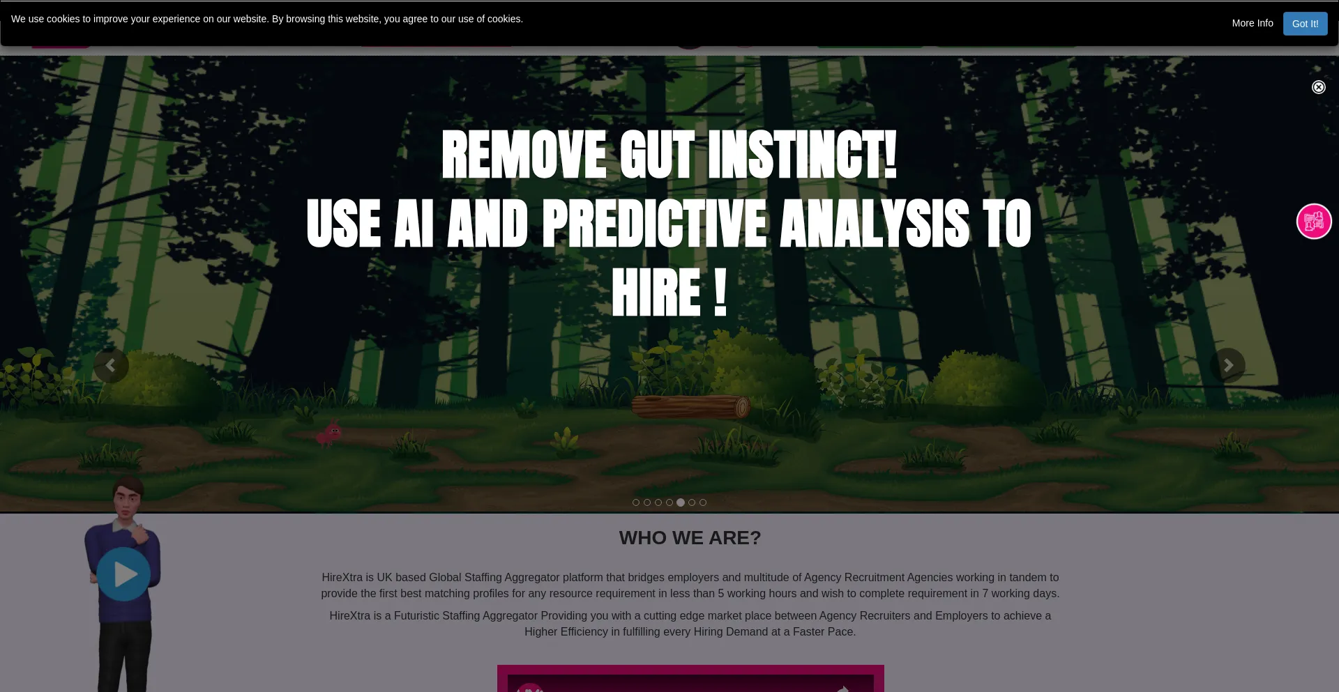 Website screenshot of Hirextra.com